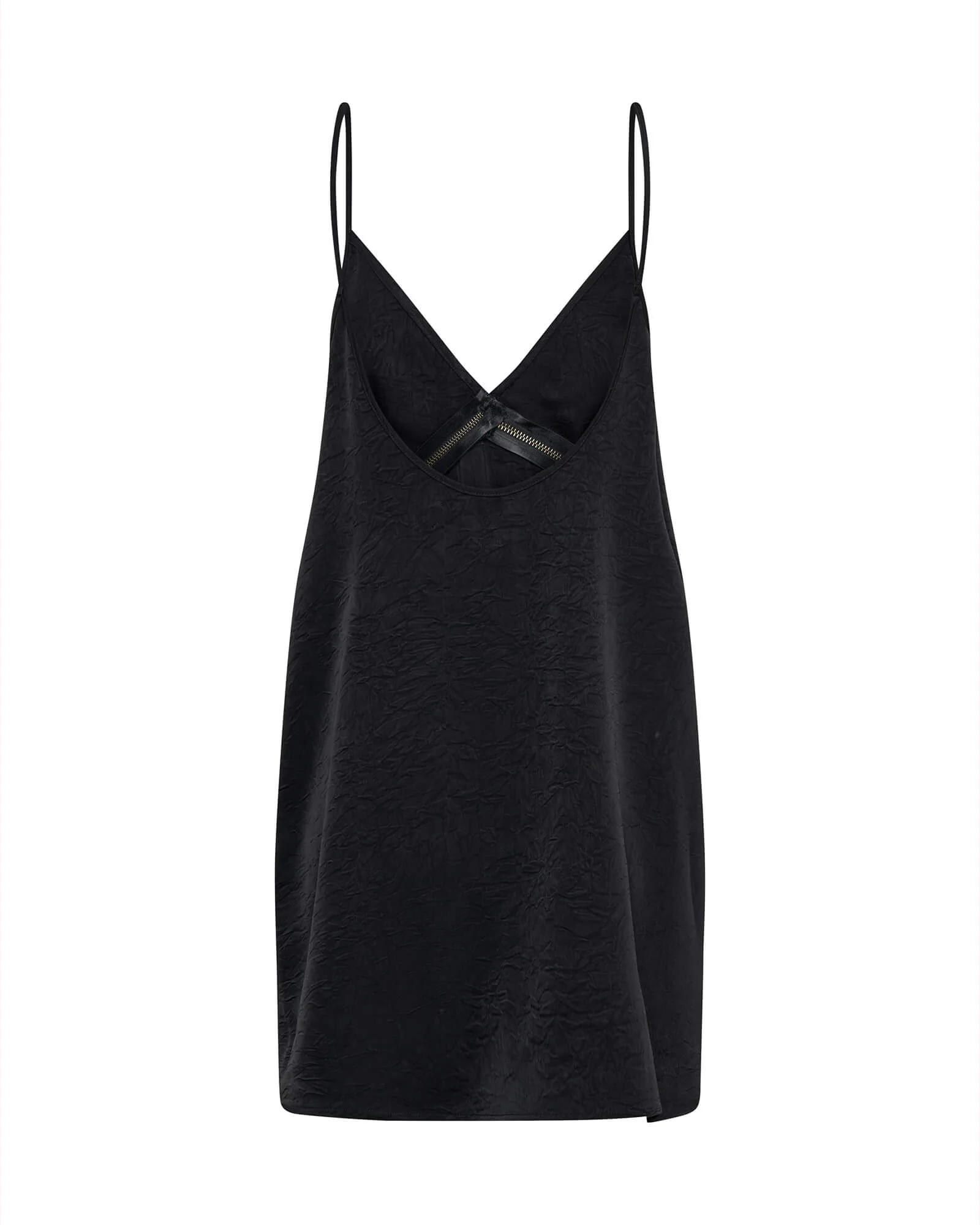 Courtney Zipped Up Satin Slip Mini Dress - Black - Image 9