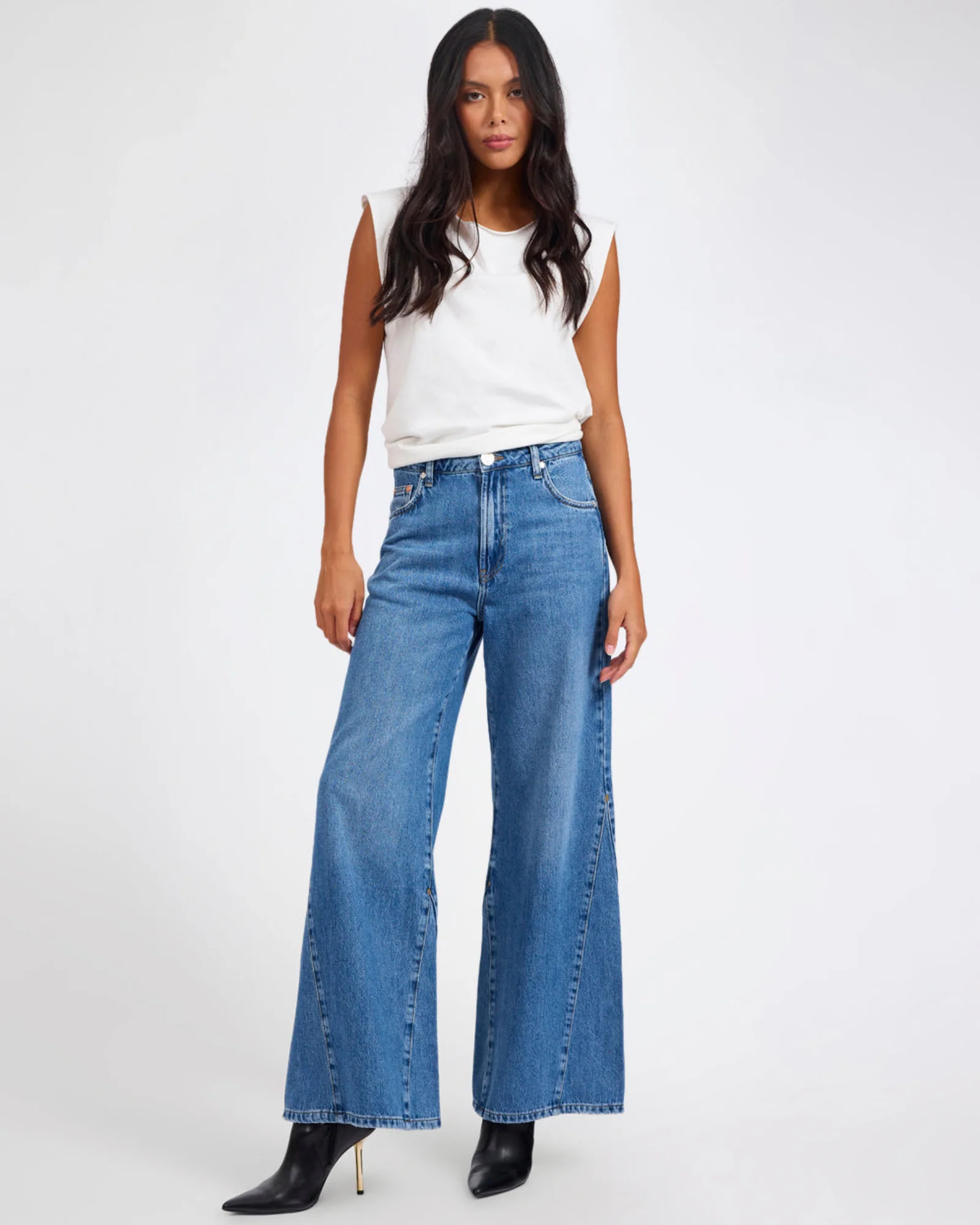 Cruisers Mid Waist Bootcut Flare Denim Jeans - Bright Blue - Image 3