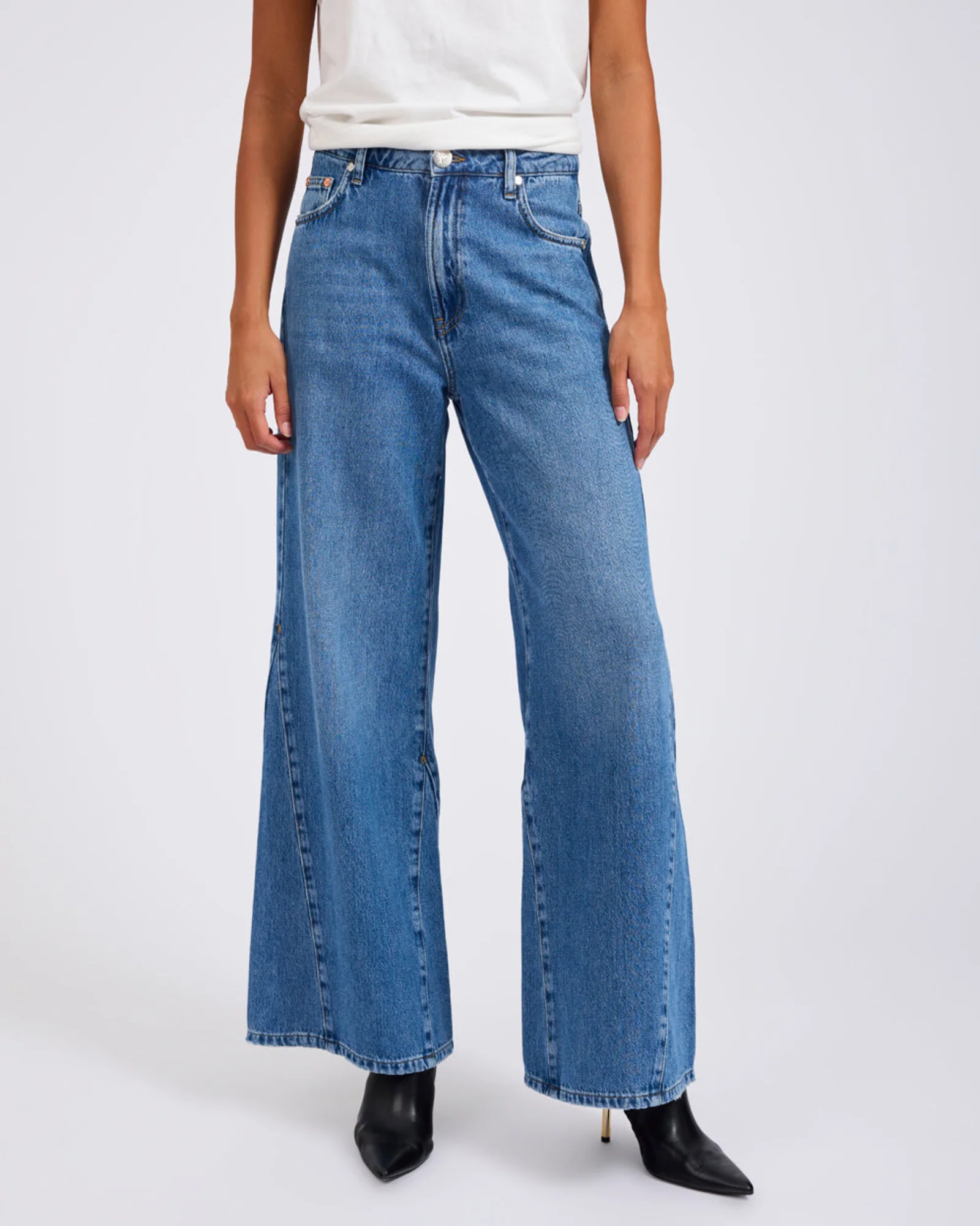Cruisers Mid Waist Bootcut Flare Denim Jeans - Bright Blue - Image 4