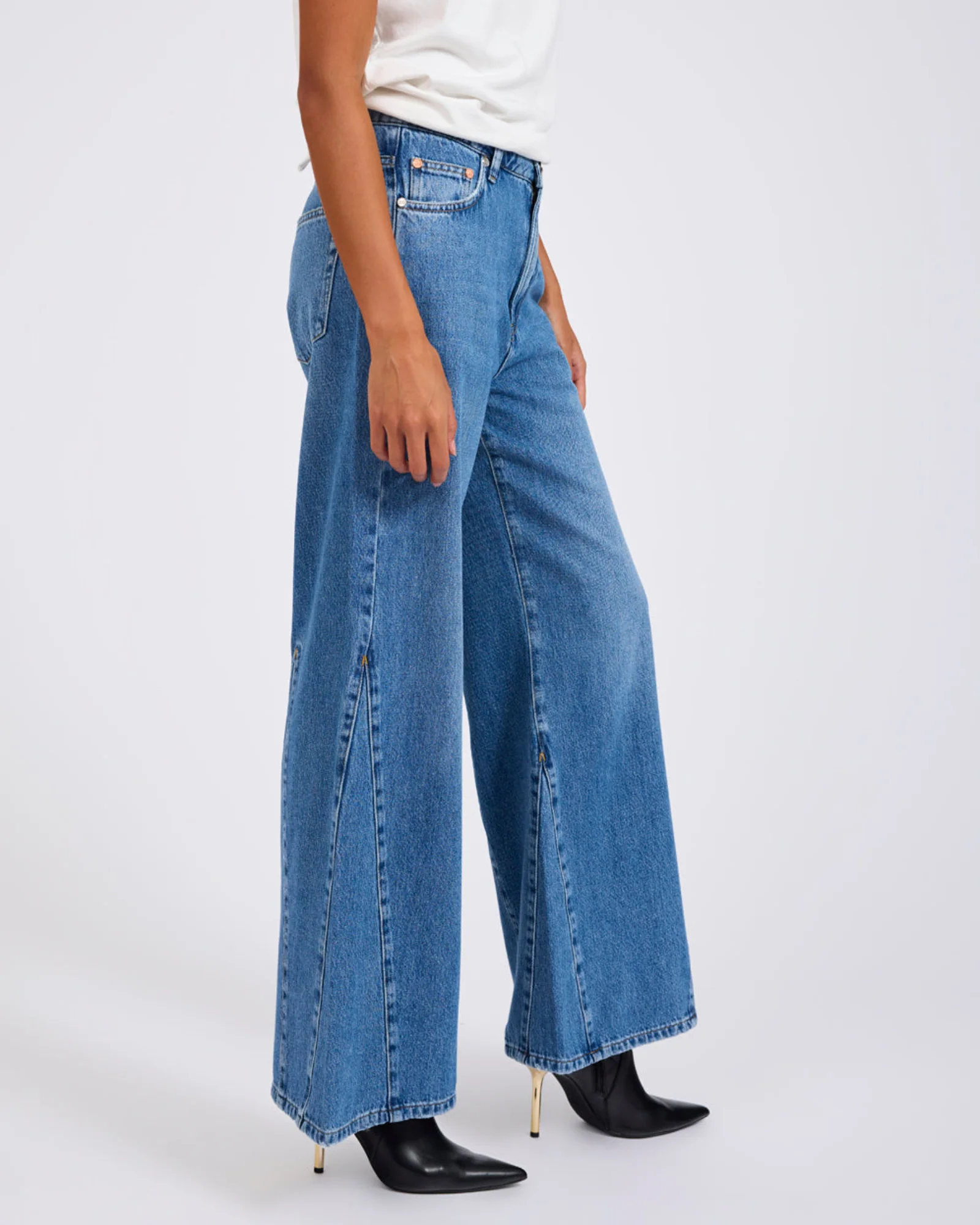 Cruisers Mid Waist Bootcut Flare Denim Jeans - Bright Blue - Image 7