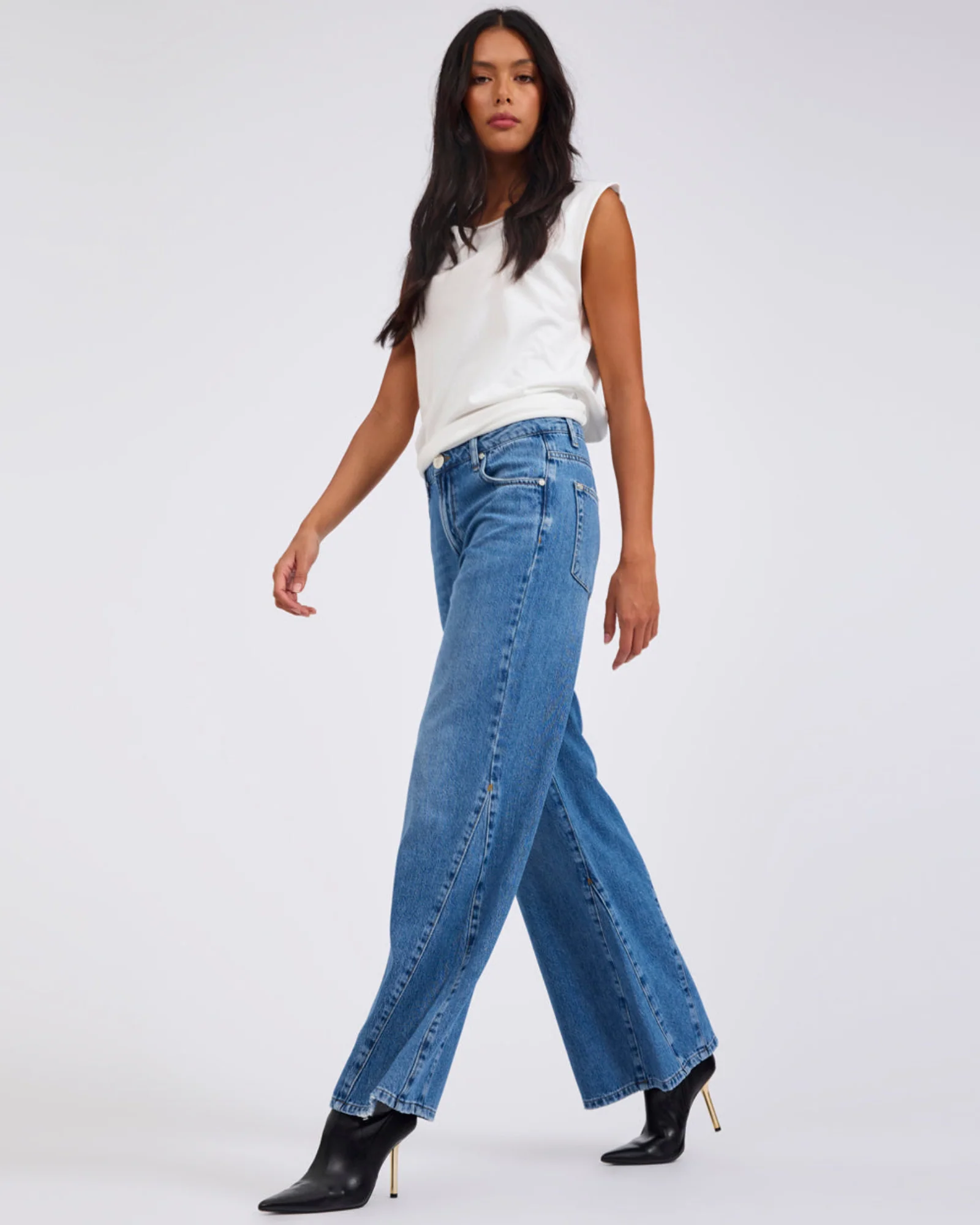 Cruisers Mid Waist Bootcut Flare Denim Jeans - Bright Blue - Image 9