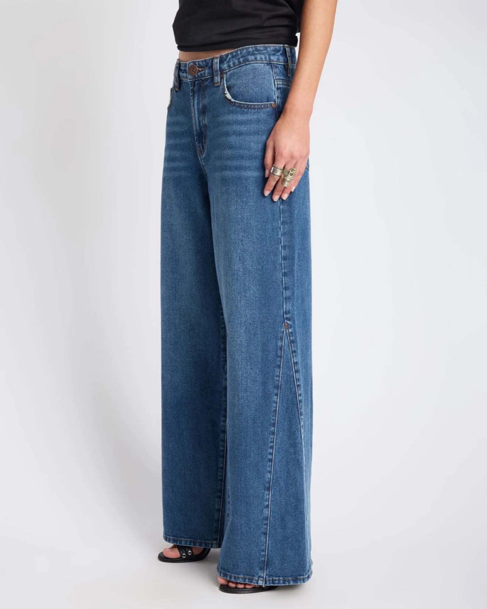 Cruisers Mid Waist Bootcut Flare Denim Jeans - Rodeo Blue - Image 4