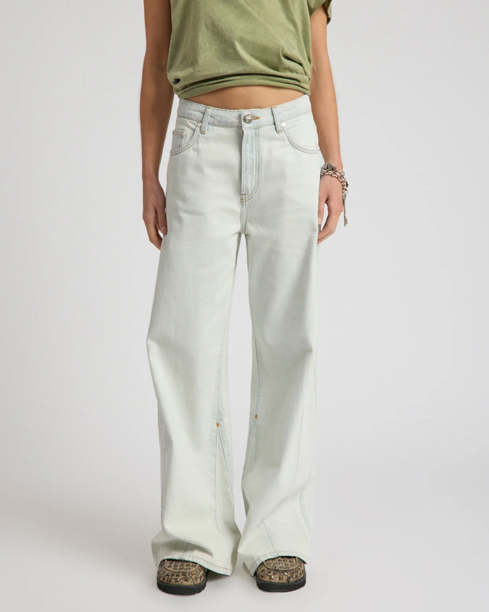 Cruisers Mid Waist Panel Bootcut Flare Denim Jeans - Arctic Blue - Image 3