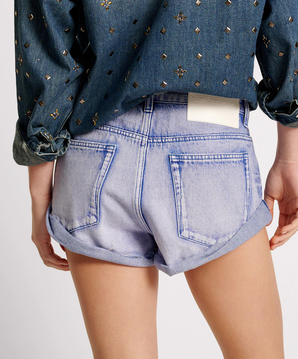 Bandits Low Waist Denim Shorts - Cupid Blue - Image 4