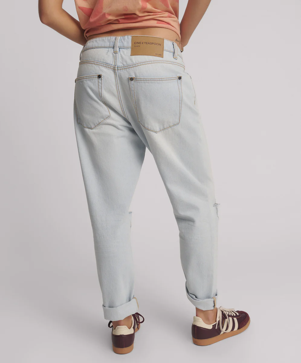 Saints Low Waist Boyfriend Denim Jeans - Cyber Blue - Image 4