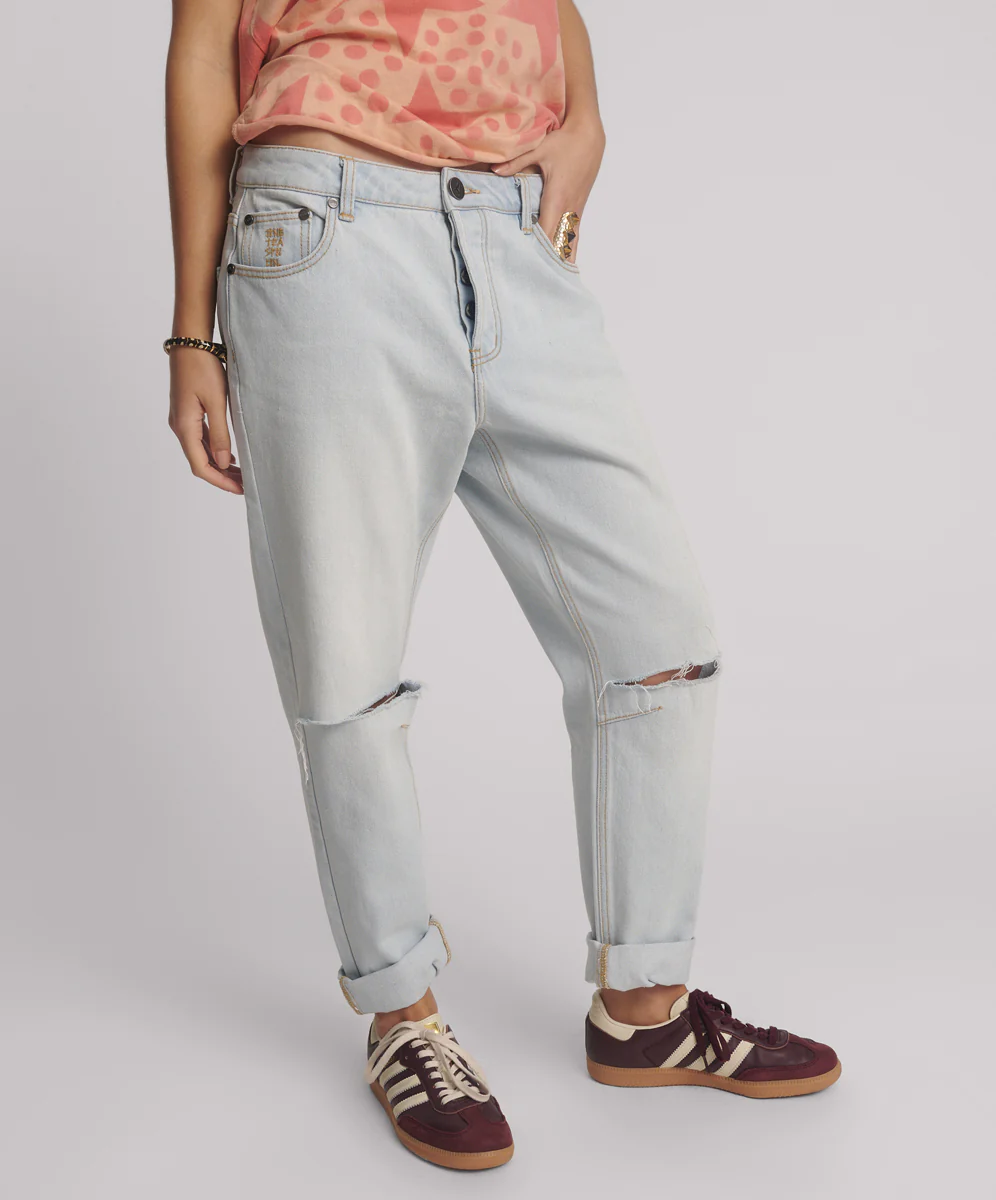 Saints Low Waist Boyfriend Denim Jeans - Cyber Blue - Image 5