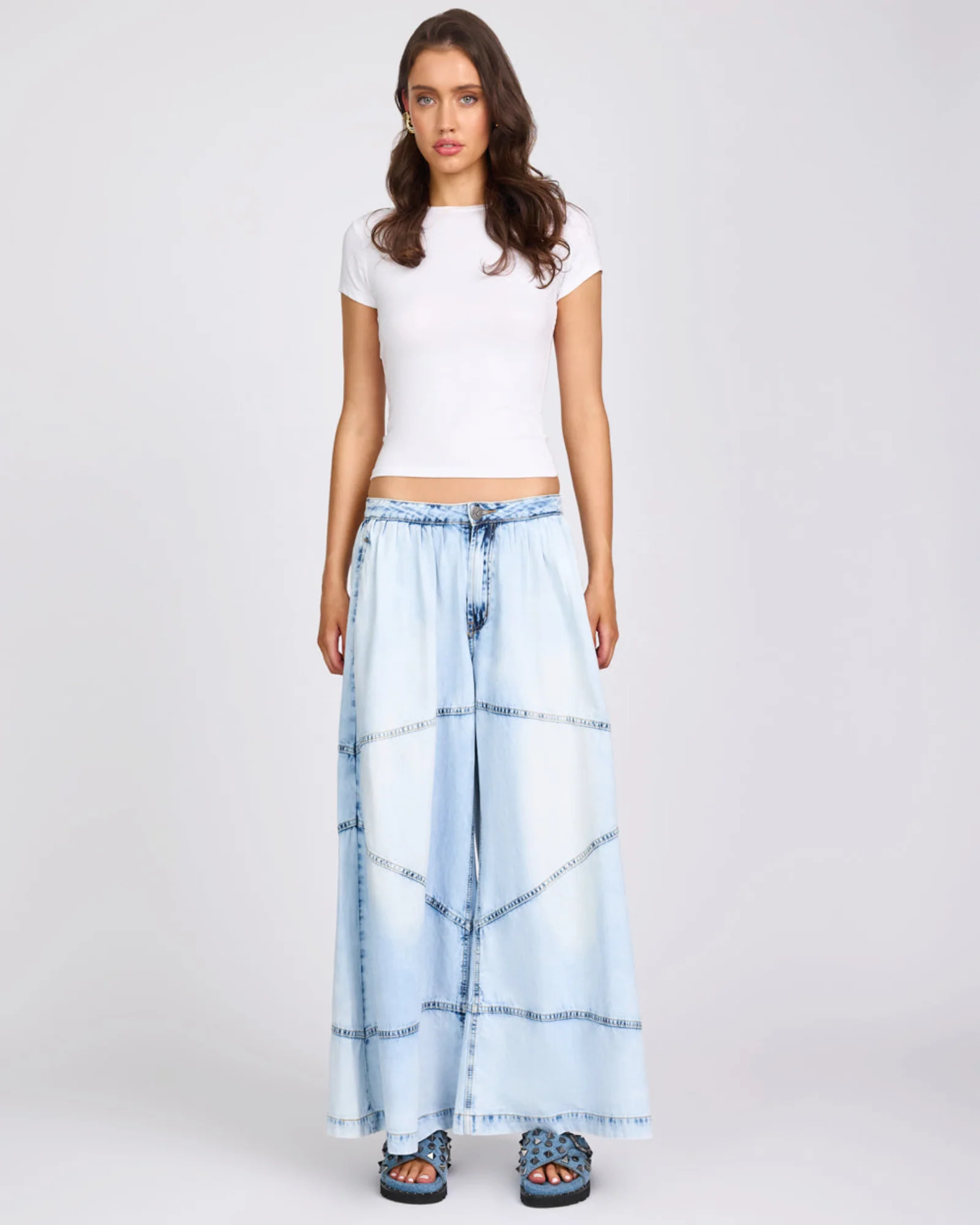 Daddios Low Waist Super Wide Leg Denim Jeans - Depeche Blue - Image 2