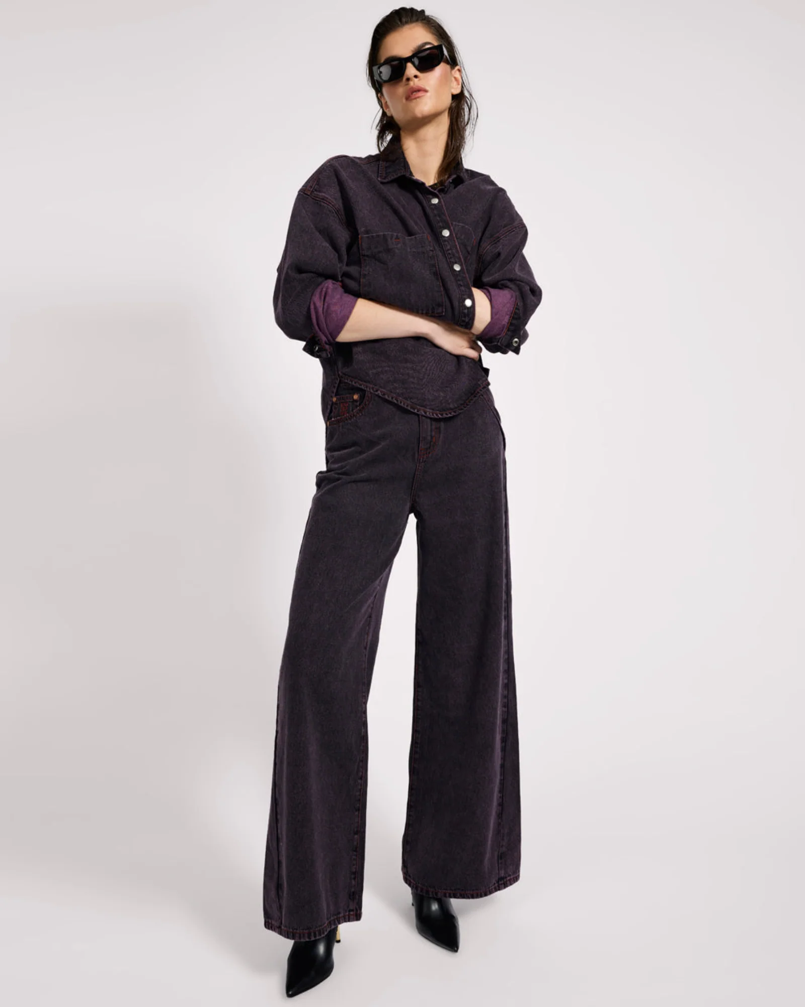 Daria Denim Shacket - Black Pink - Image 10