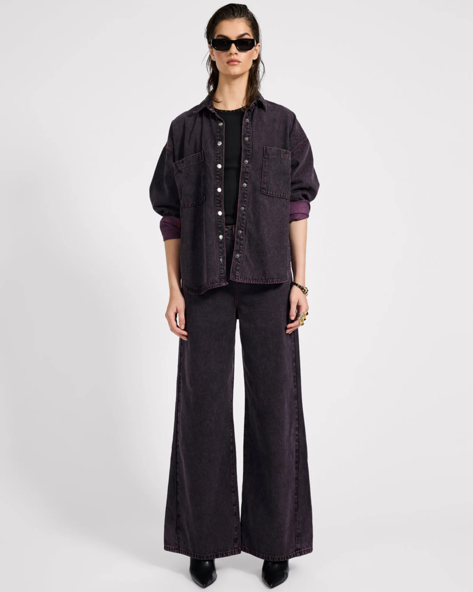 Daria Denim Shacket - Black Pink - Image 3