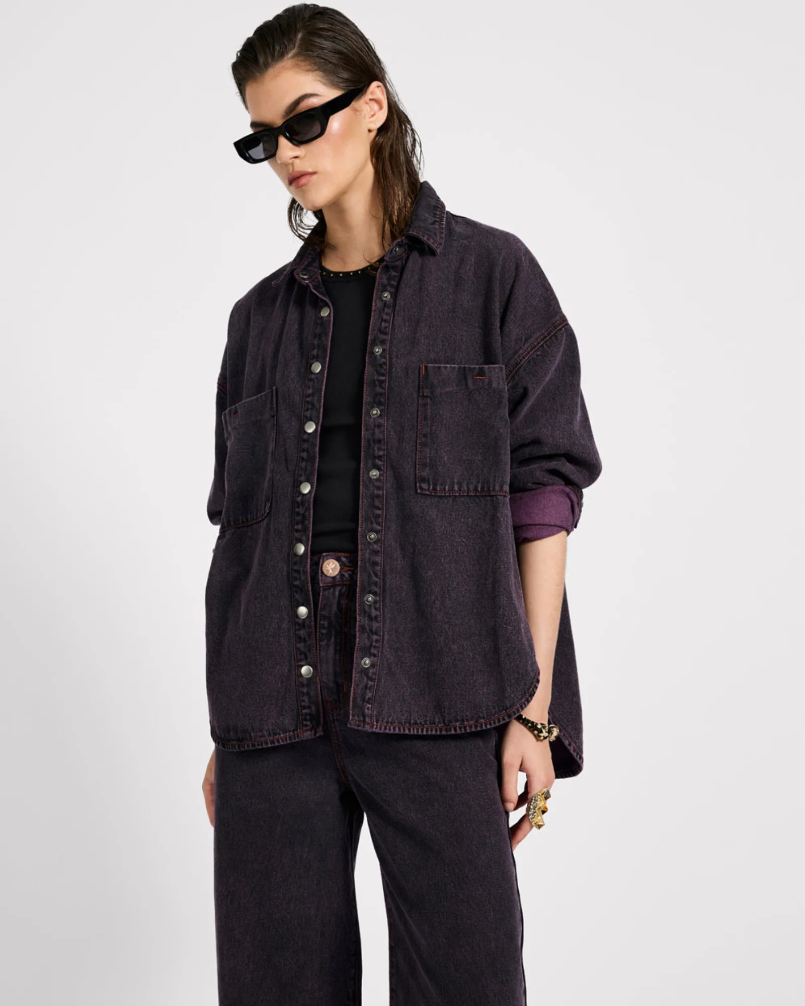 Daria Denim Shacket - Black Pink - Image 4