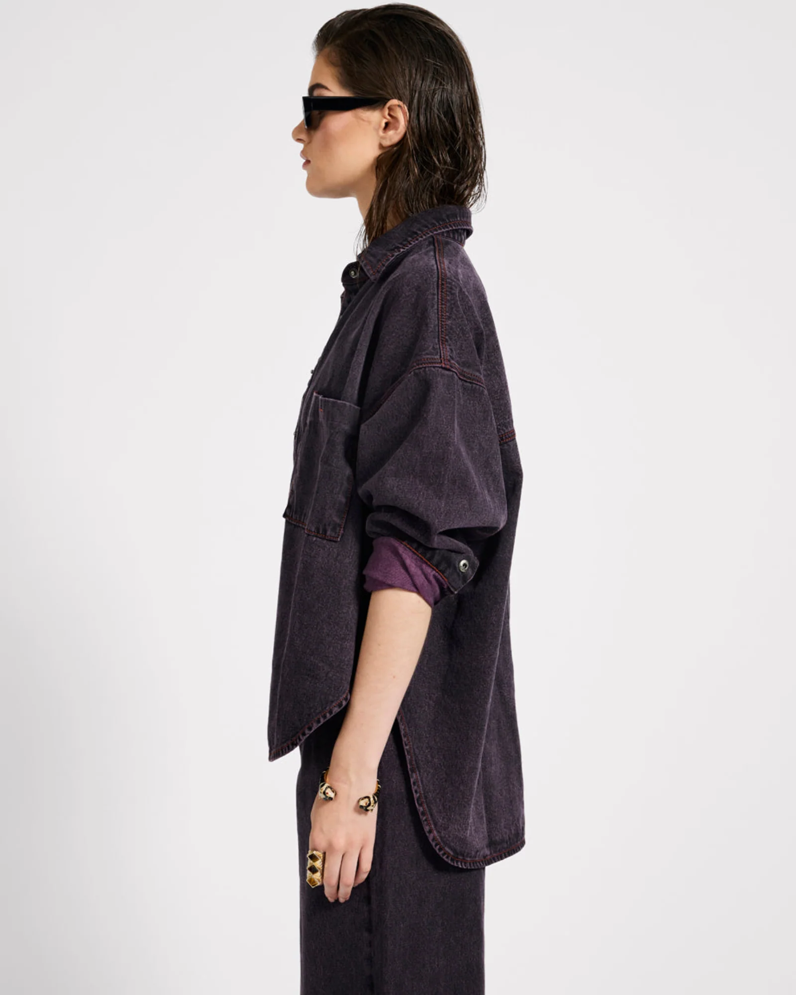 Daria Denim Shacket - Black Pink - Image 5
