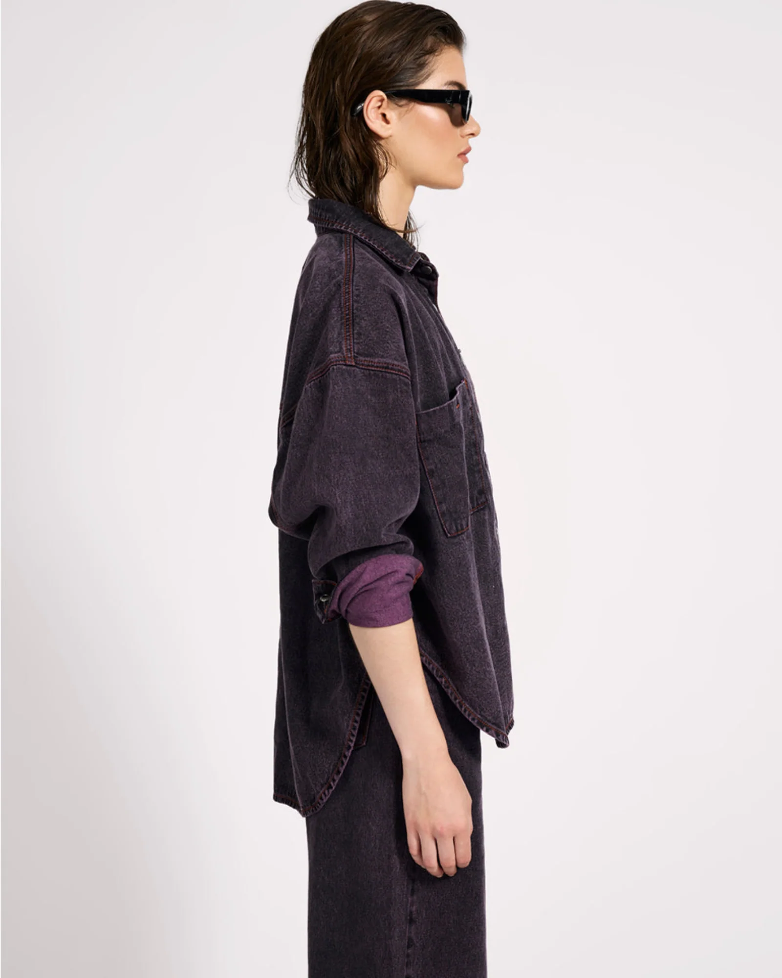 Daria Denim Shacket - Black Pink - Image 7