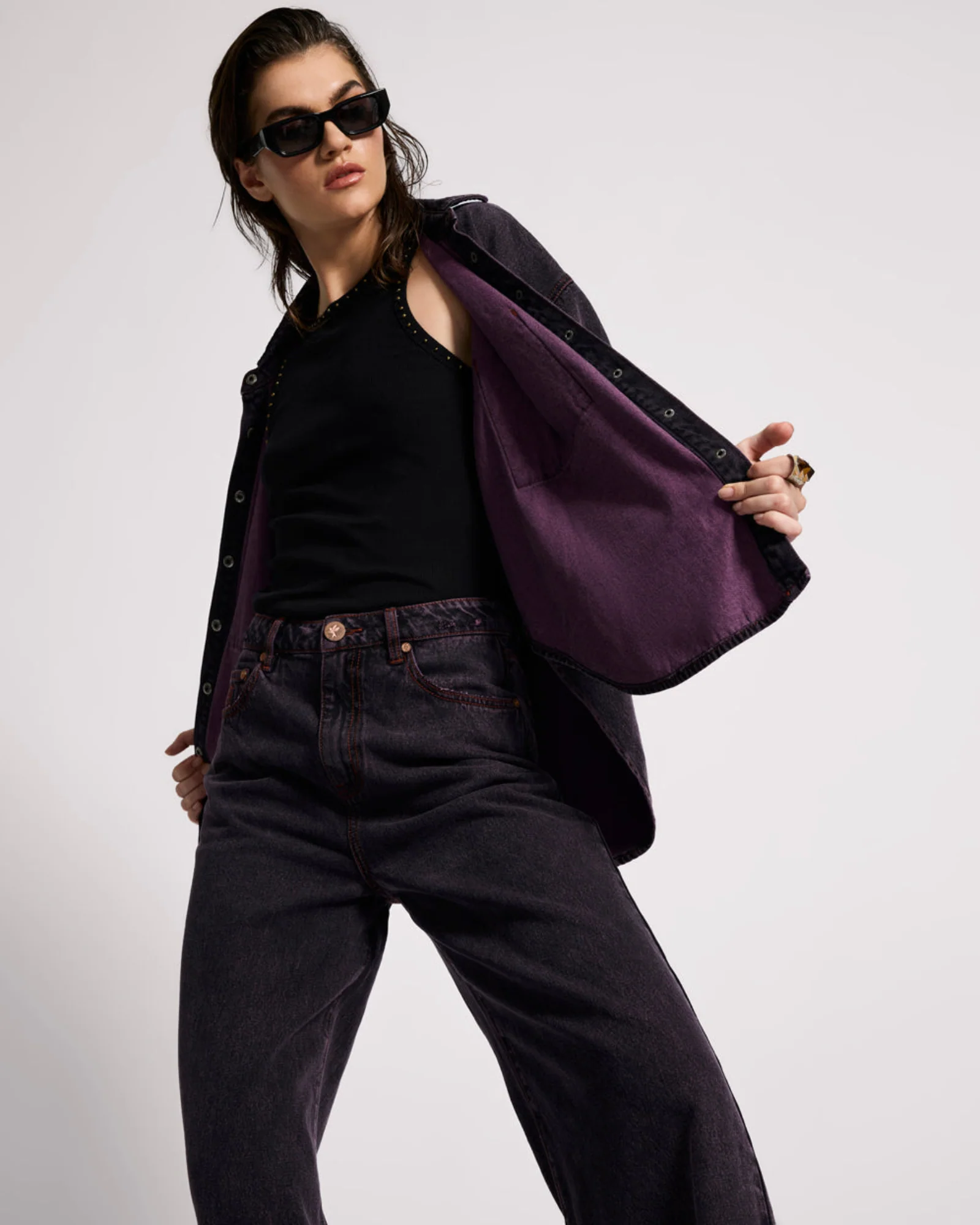 Daria Denim Shacket - Black Pink - Image 8
