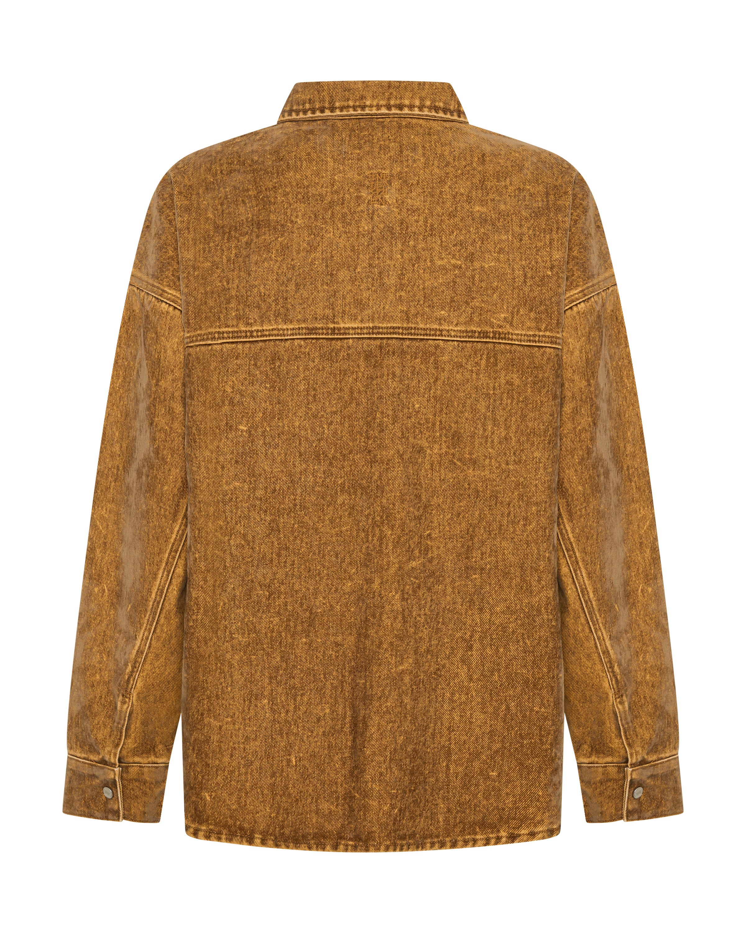 Daria Flocked Denim Shacket - Burnt Tobacco - Image 14