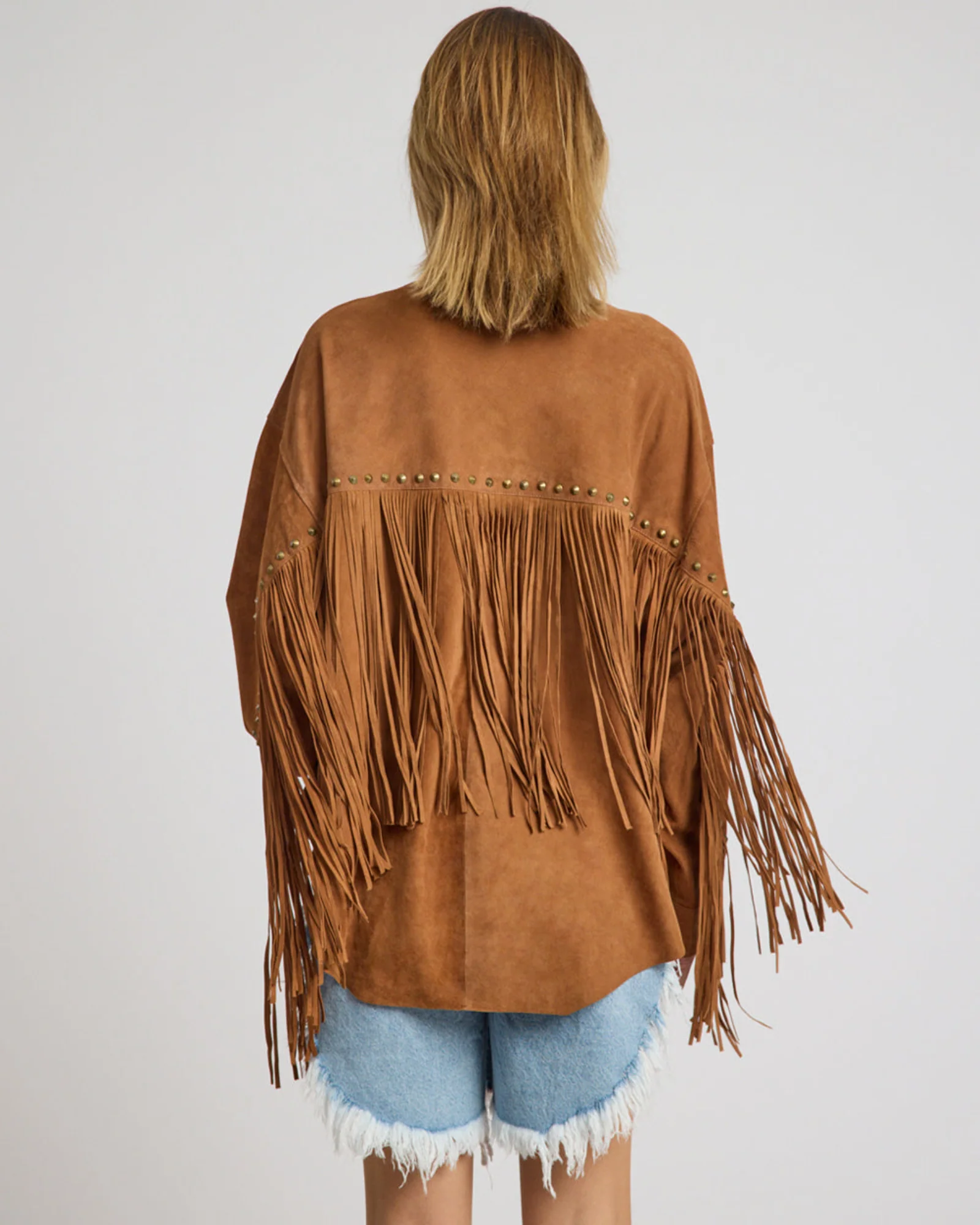 Daria Fringed Suede Jacket - Chestnut - Image 5