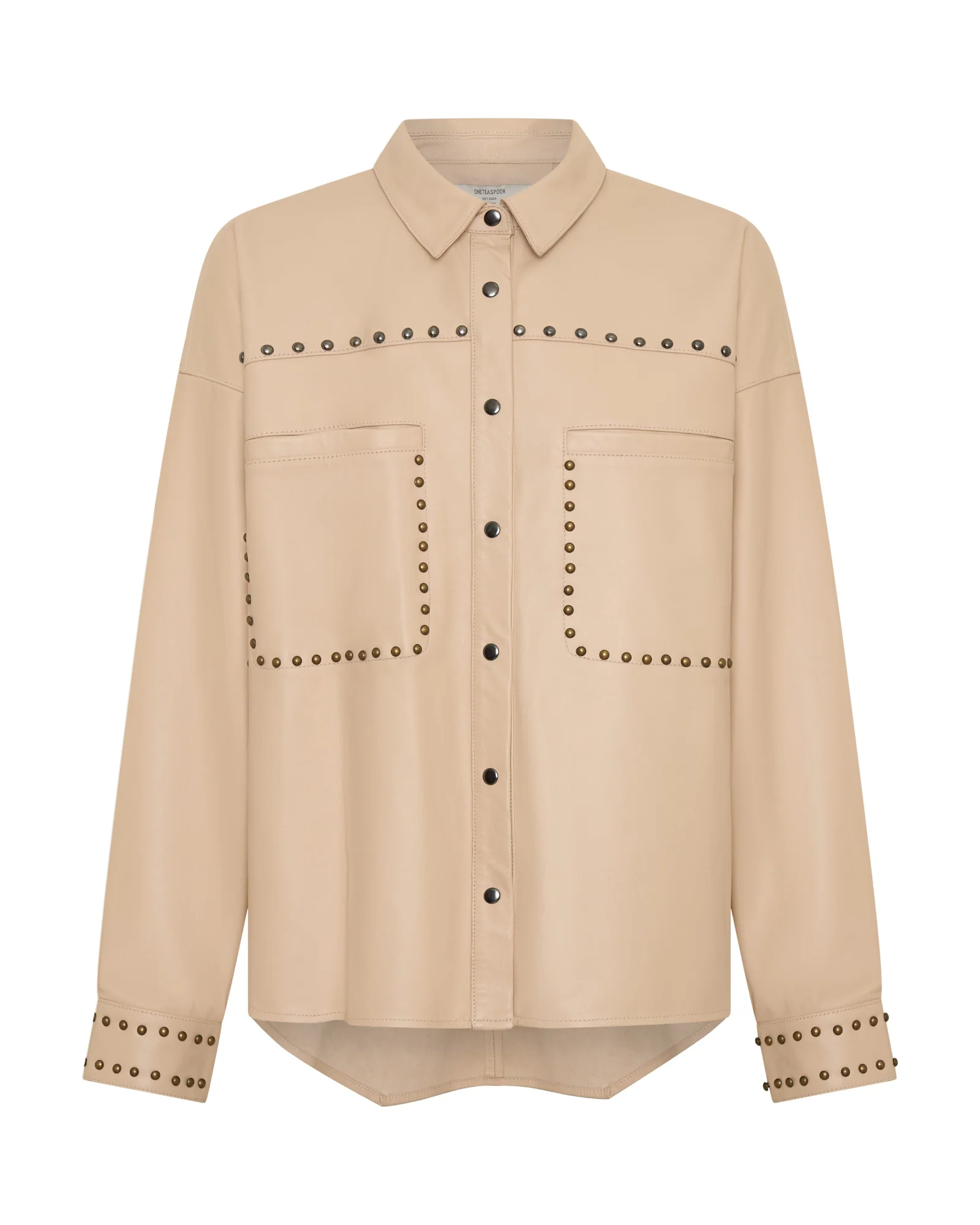 Daria Studded Leather Shacket - Tan - Image 15