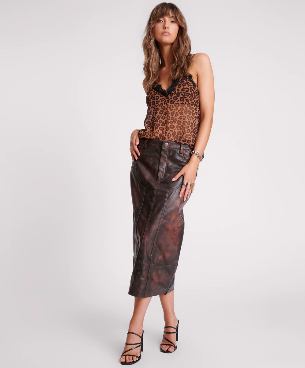 Cassidy Leather Maxi Skirt - Dark Chocolate