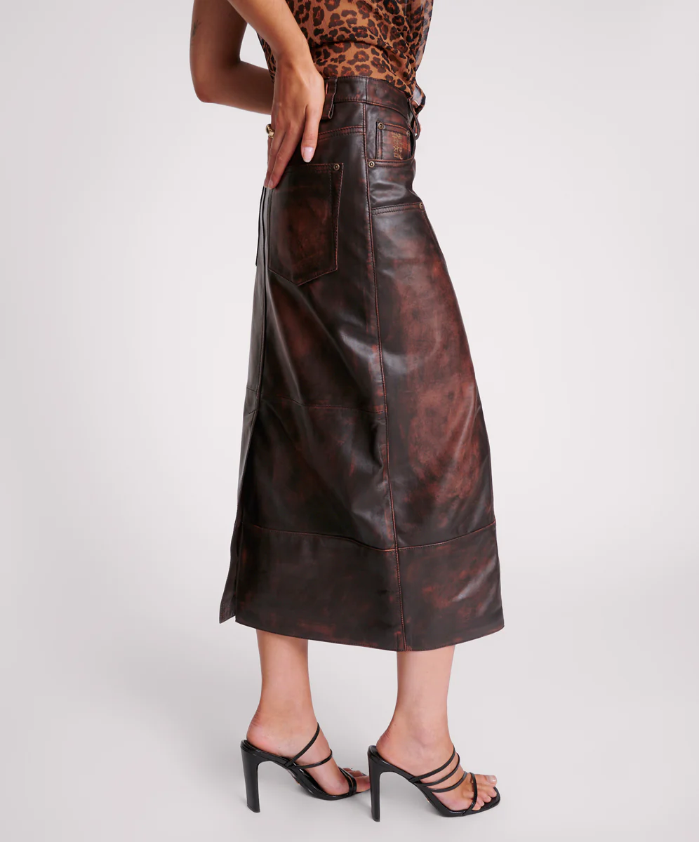 Cassidy Leather Maxi Skirt - Dark Chocolate - Image 5