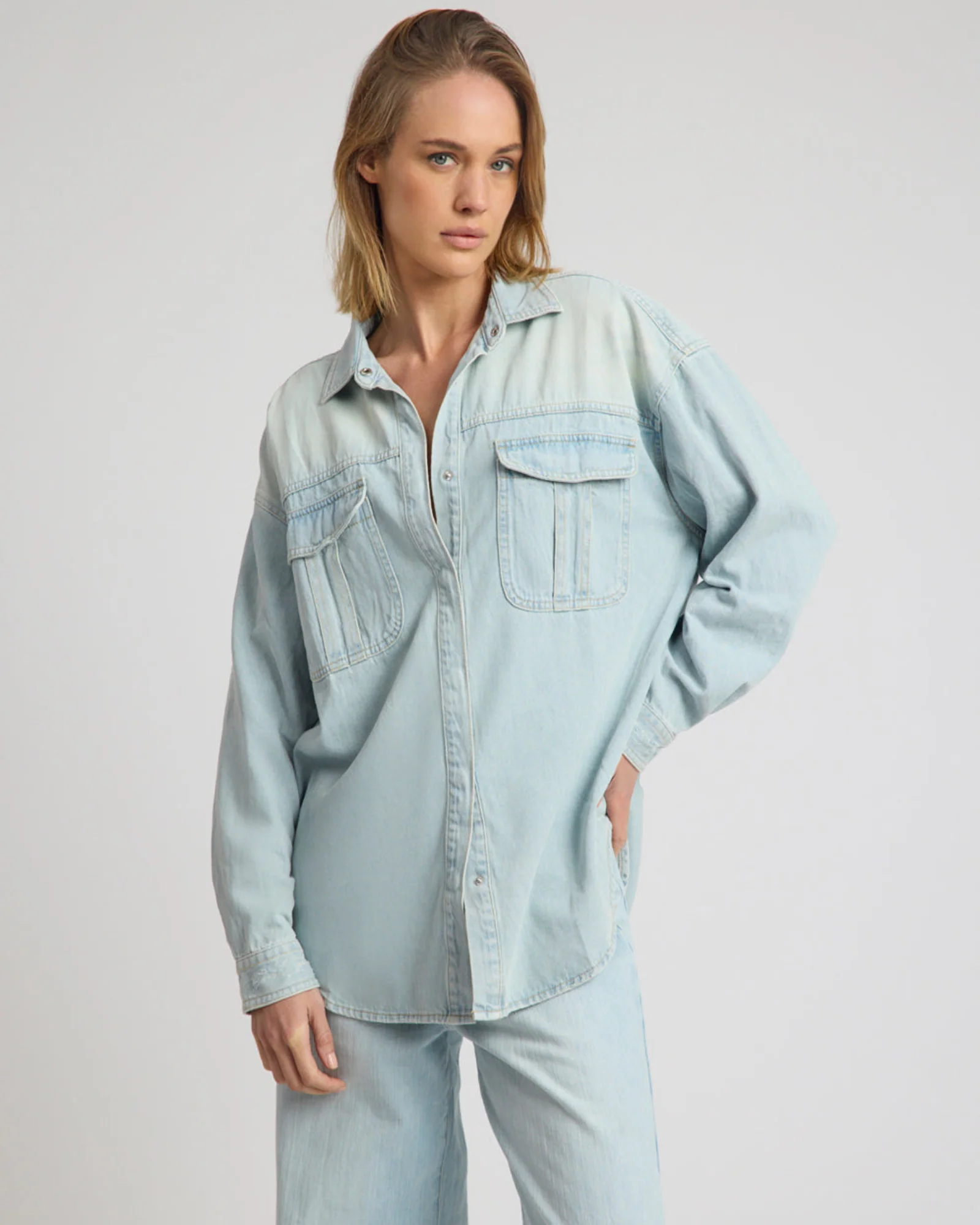 Daydream Oversized Denim Shirt - Sea Mist Blue