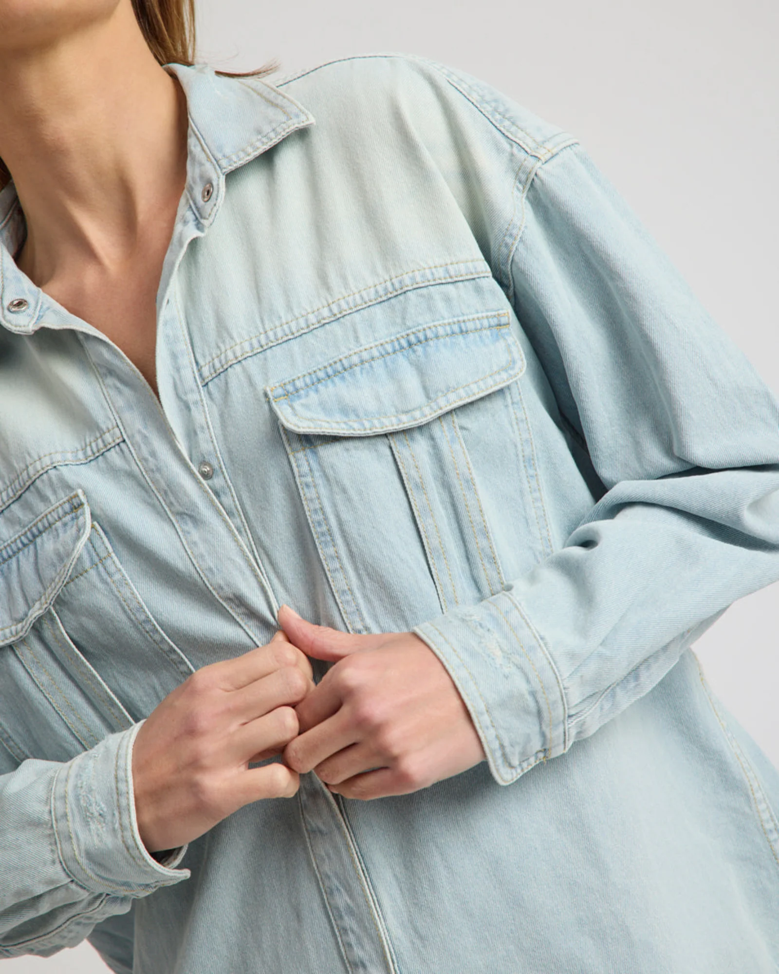 Daydream Oversized Denim Shirt - Sea Mist Blue - Image 10