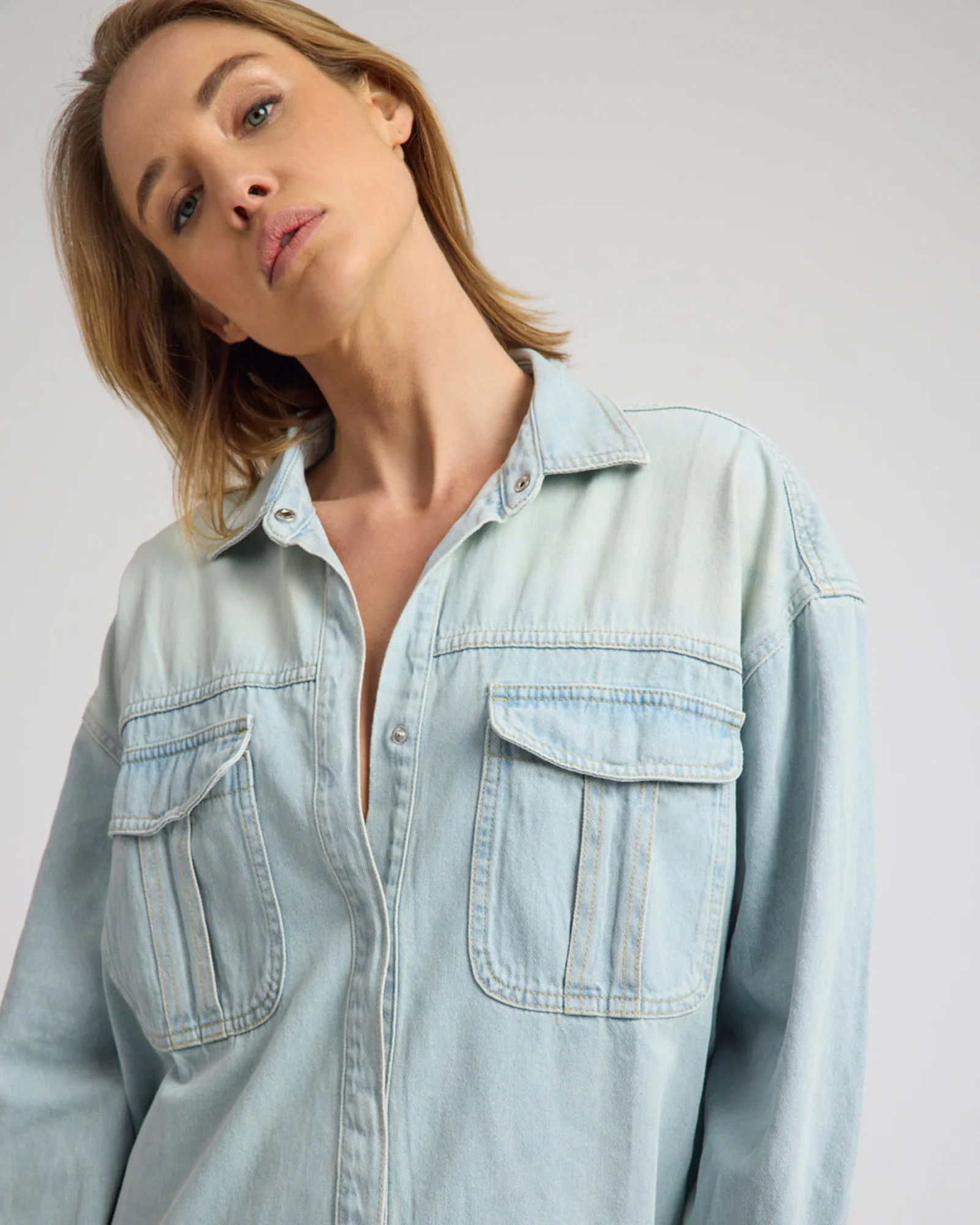 Daydream Oversized Denim Shirt - Sea Mist Blue - Image 9