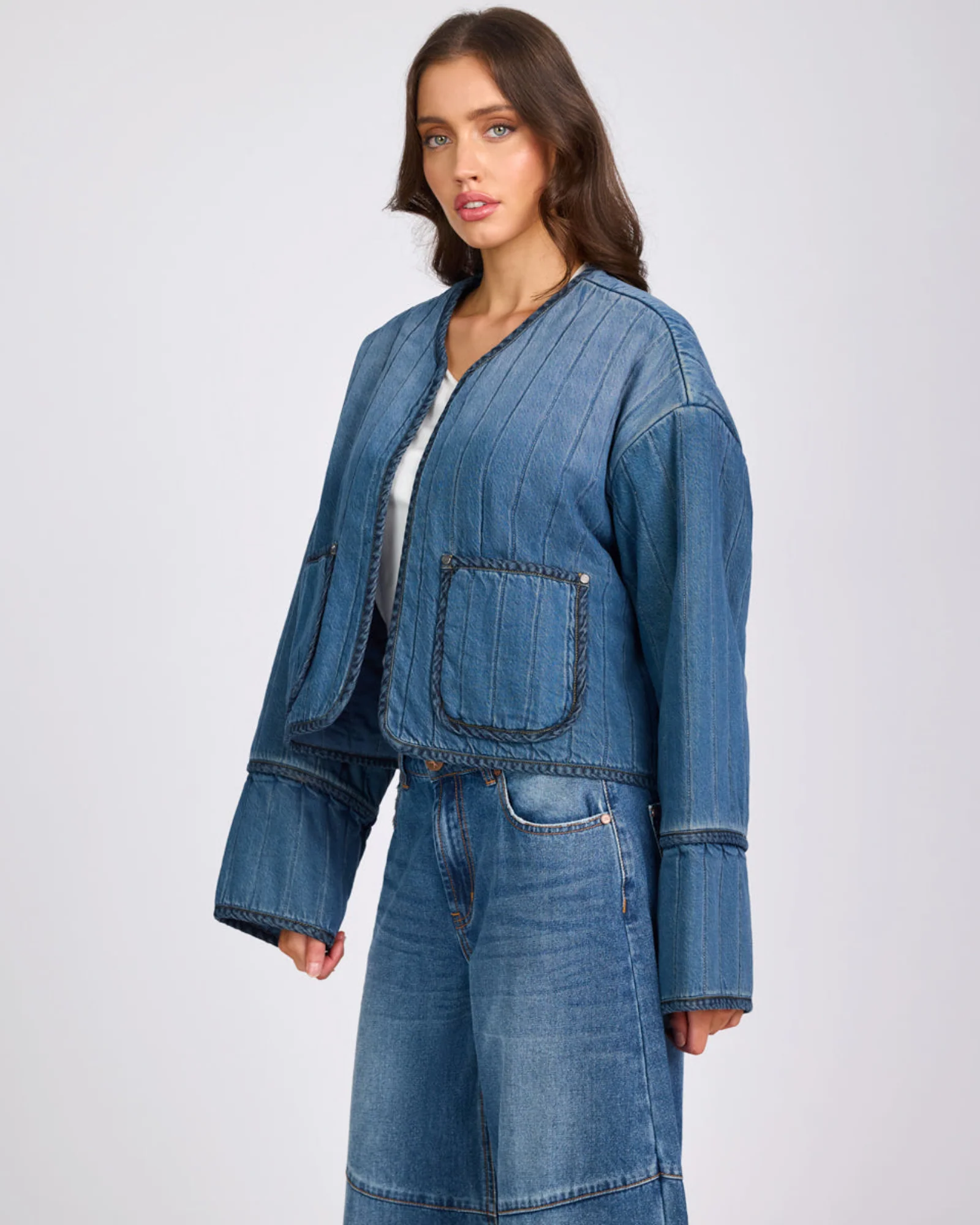 Denim Wadded Jacket - Deep Pacifica Blue - Image 4