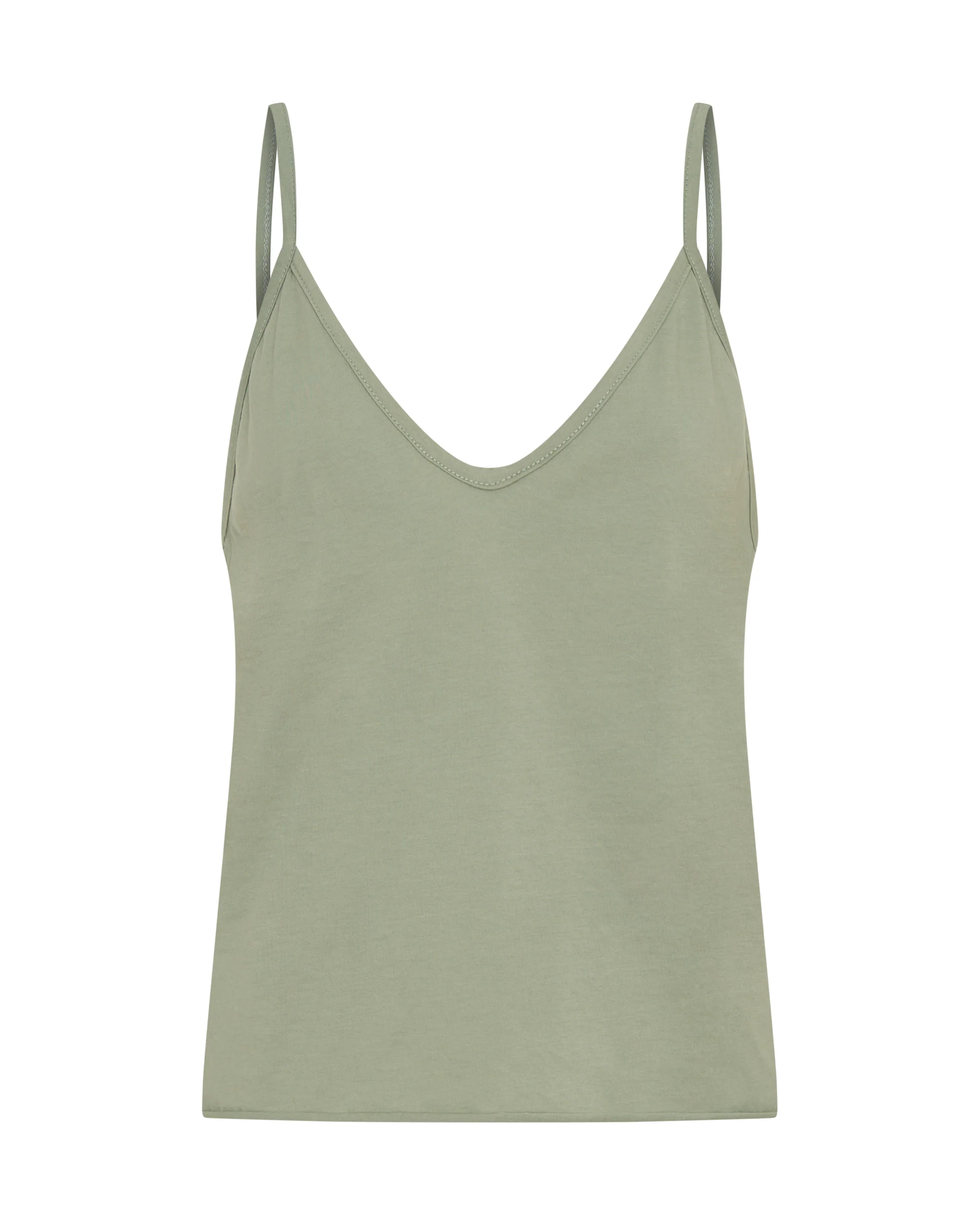 Deep V Front Cotton Singlet - Khaki - Image 10