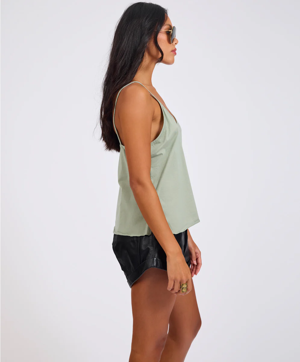 Deep V Front Cotton Singlet - Khaki - Image 7