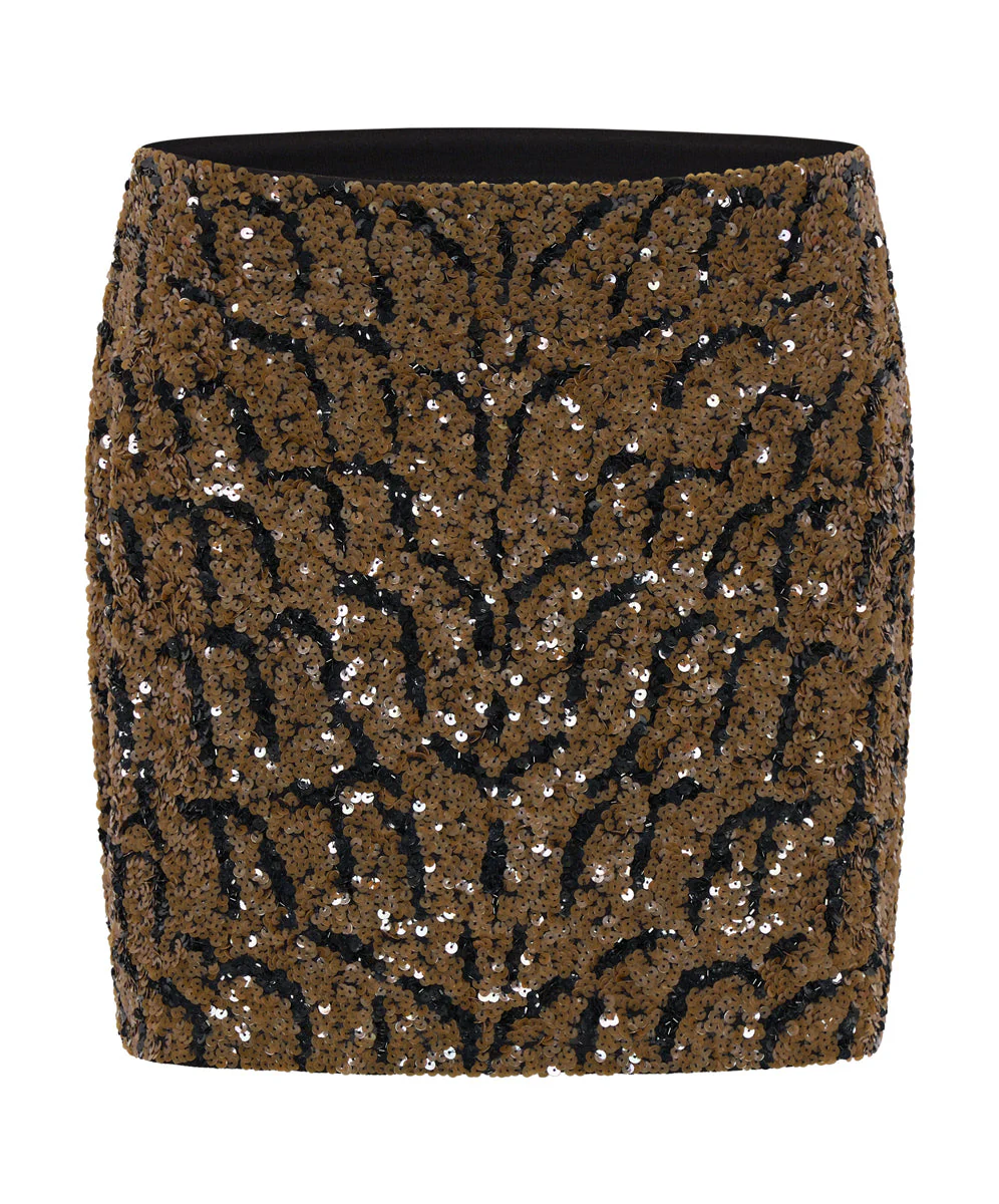 Delusion Hand Beaded Mini Skirt - Black Brown - Image 5