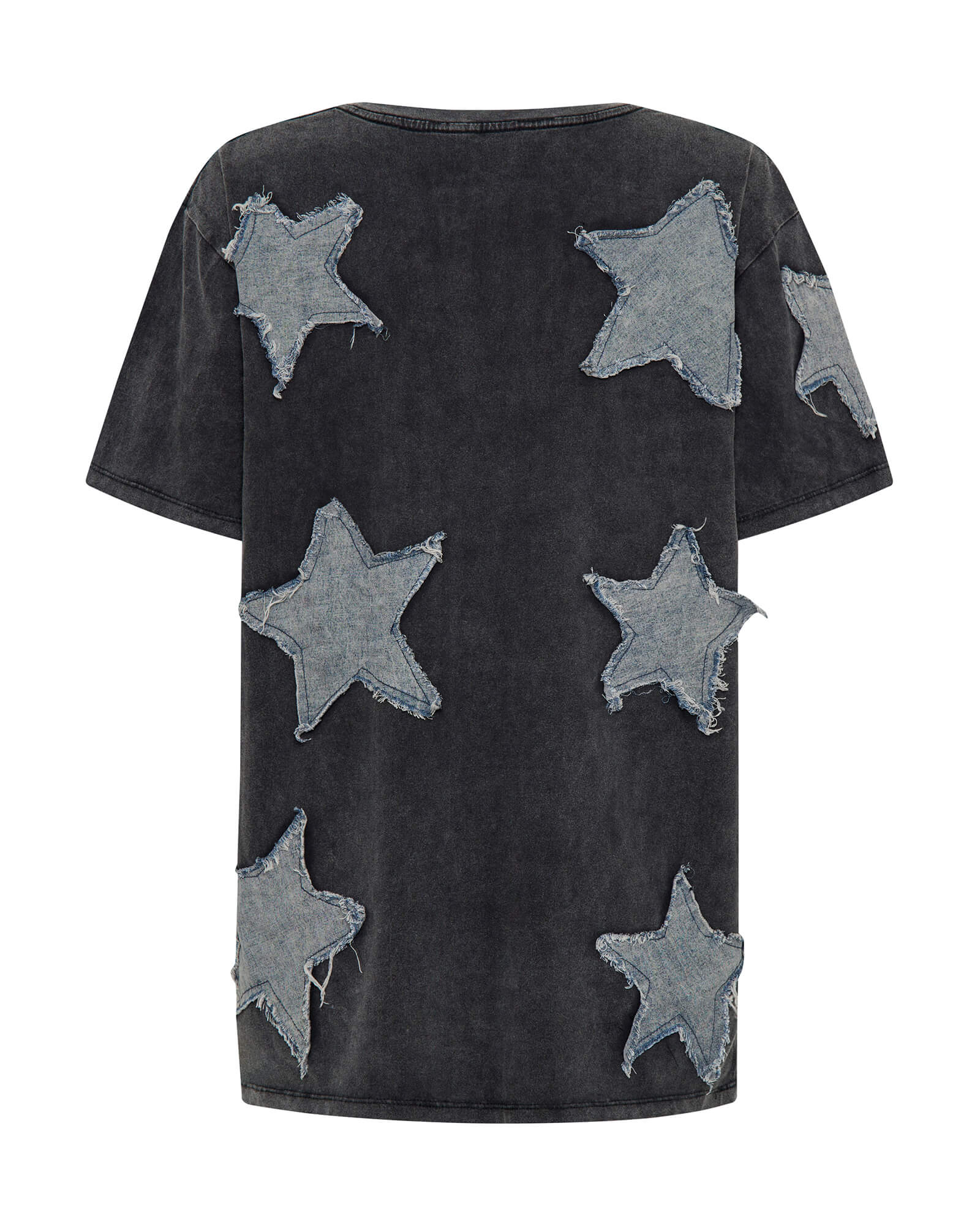 Denim Star Hand Embellished Boyfriend Tee - Charcoal - Image 7