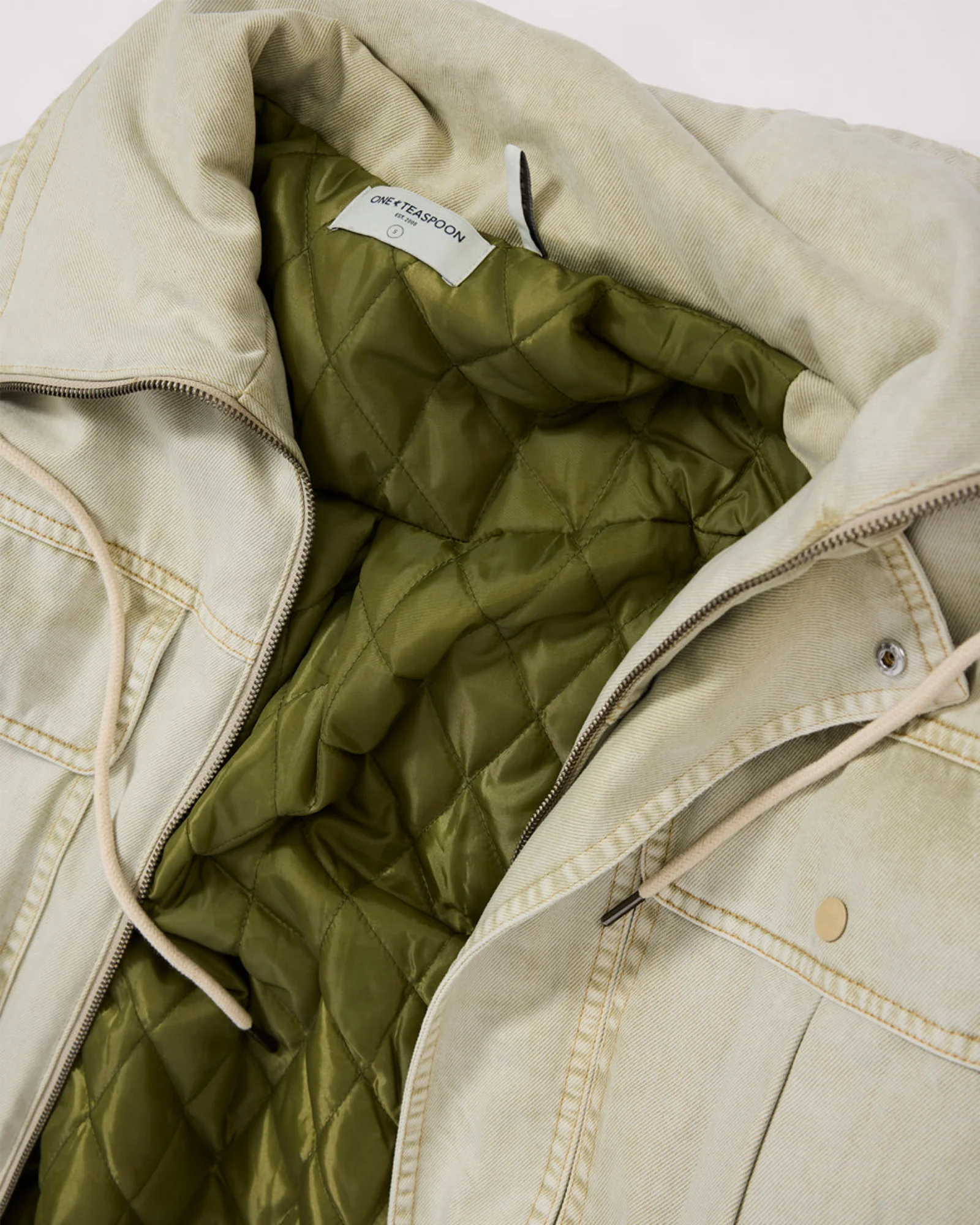 Denim Utility Puffer Jacket - Antique Stone - Image 11
