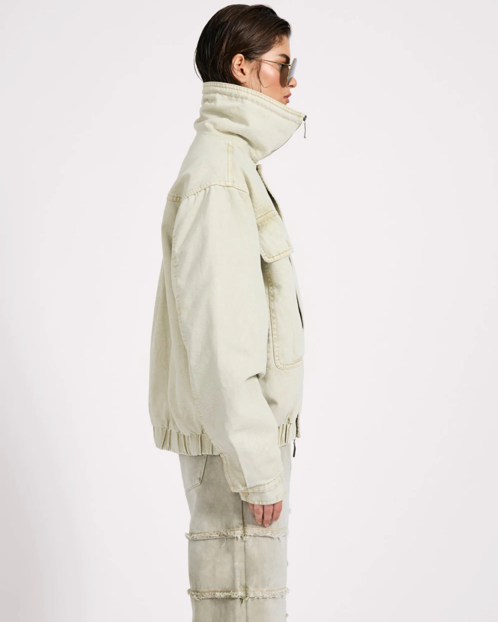 Denim Utility Puffer Jacket - Antique Stone - Image 5