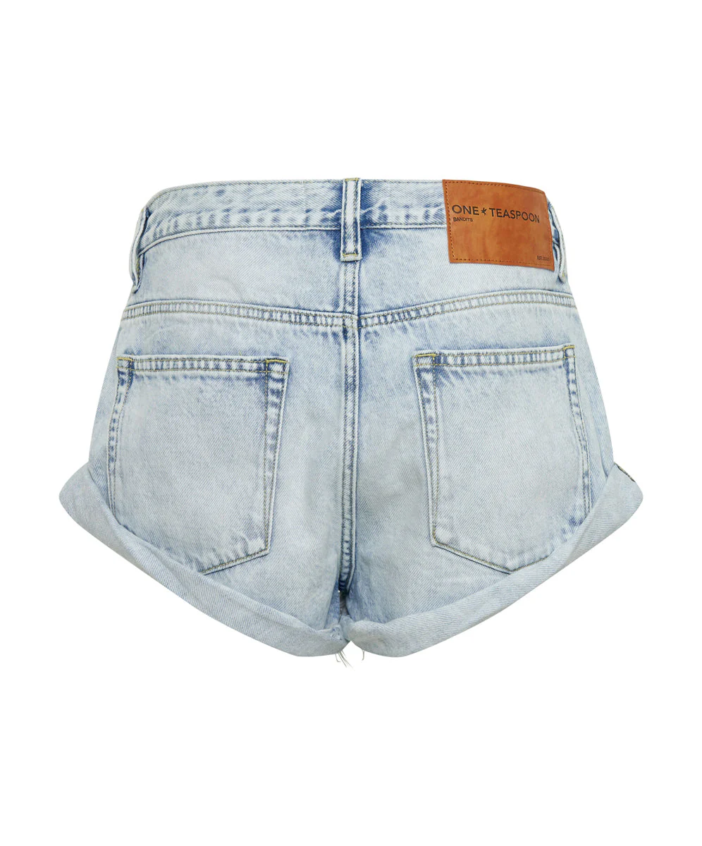 Bandits Low Waist Denim Shorts - Depeche Blue - Image 11