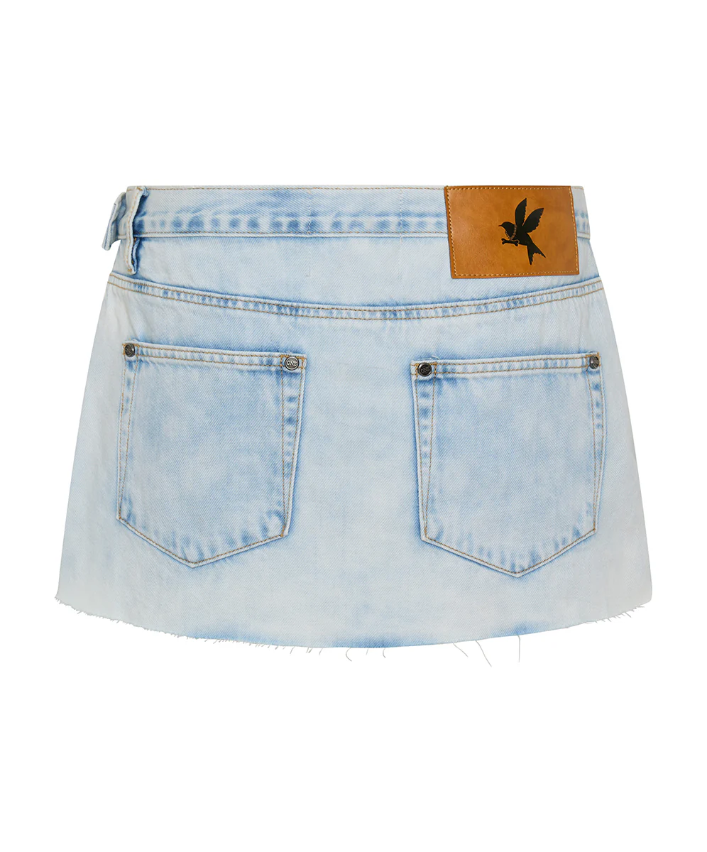 Wrap Low Waist Mini Denim Skirt - Depeche Blue - Image 13