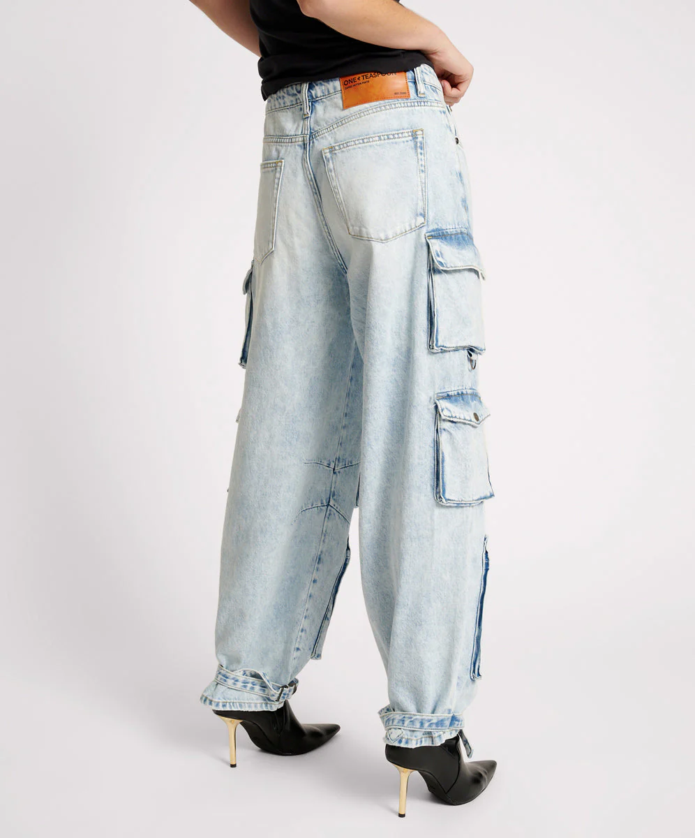 Epic Cargo High Waist Denim Jeans - Depeche Blue - Image 4