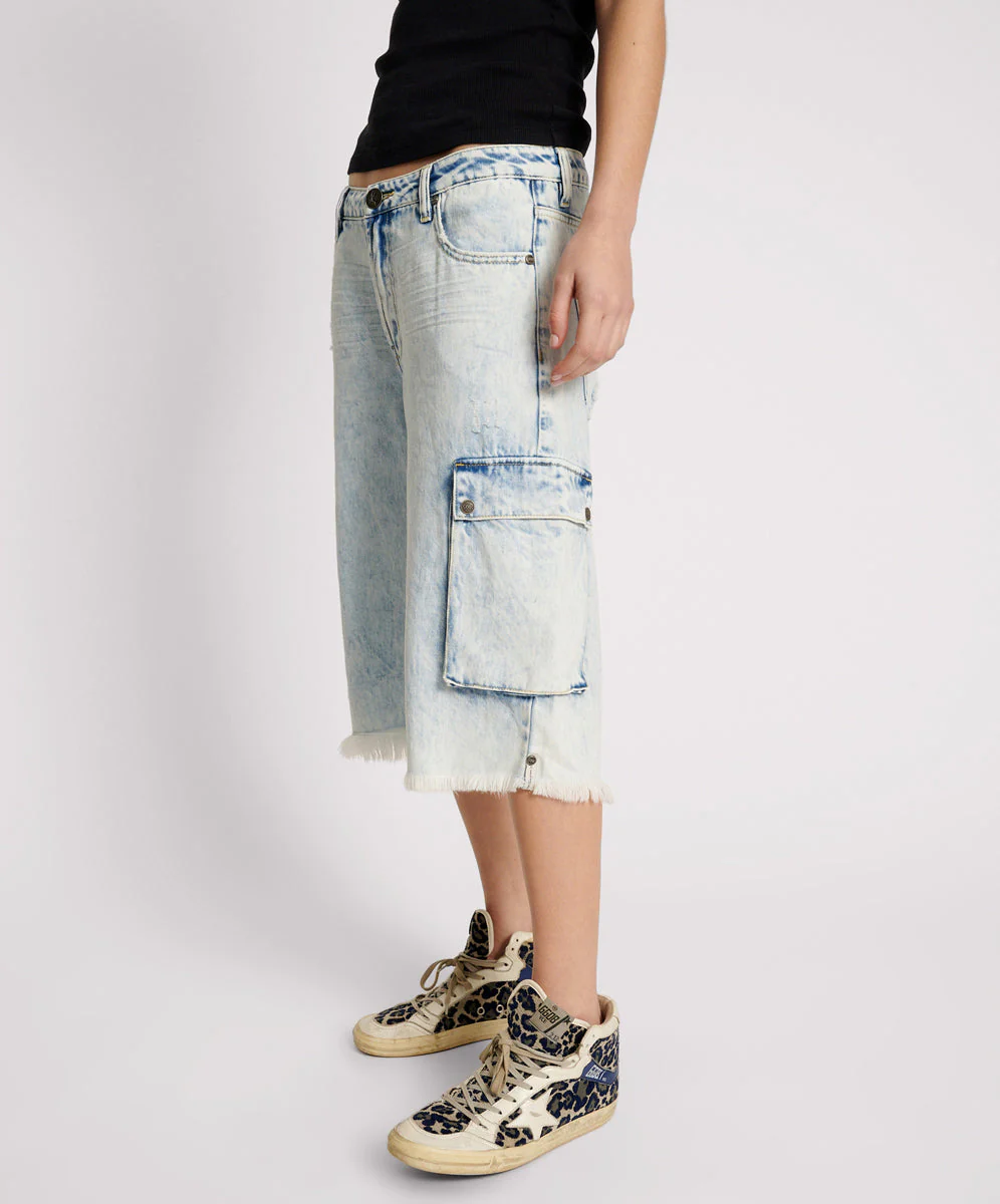 Skater Girl Low Waist Super Long Leg Shorts - Depeche Blue - Image 2