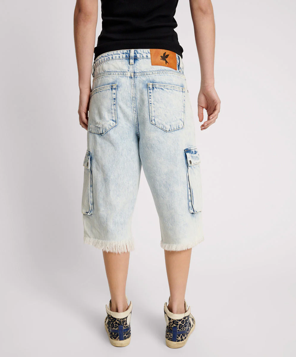Skater Girl Low Waist Super Long Leg Shorts - Depeche Blue - Image 3