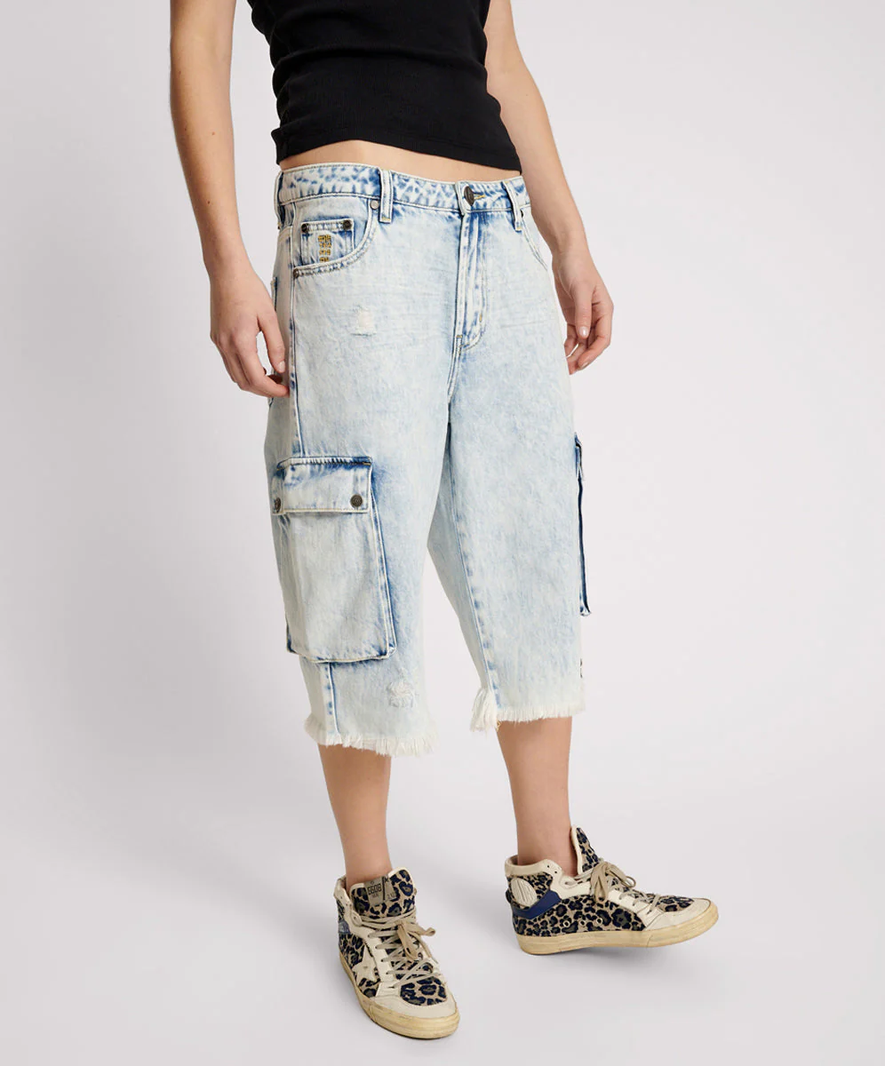 Skater Girl Low Waist Super Long Leg Shorts - Depeche Blue - Image 4