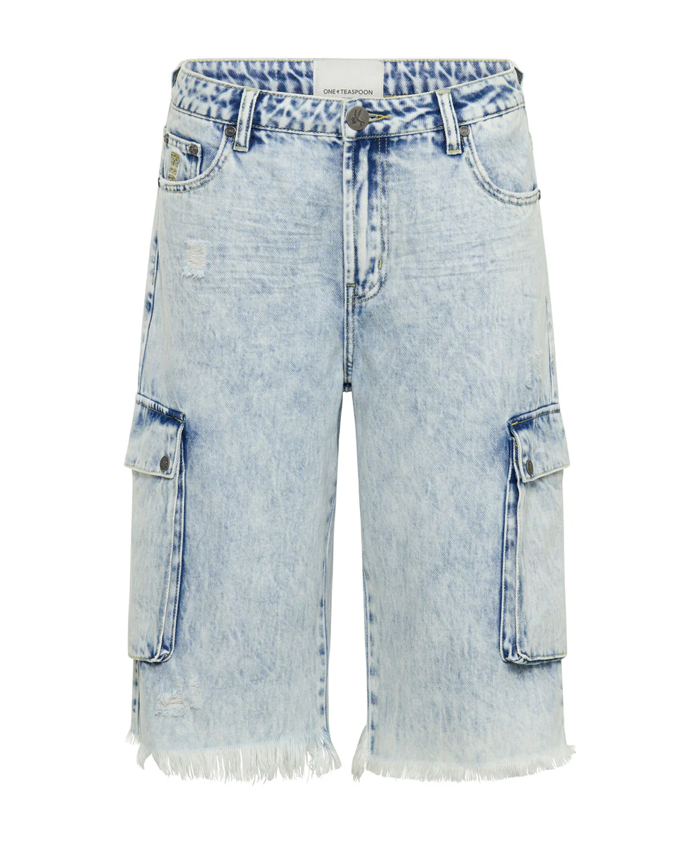 Skater Girl Low Waist Super Long Leg Shorts - Depeche Blue - Image 6
