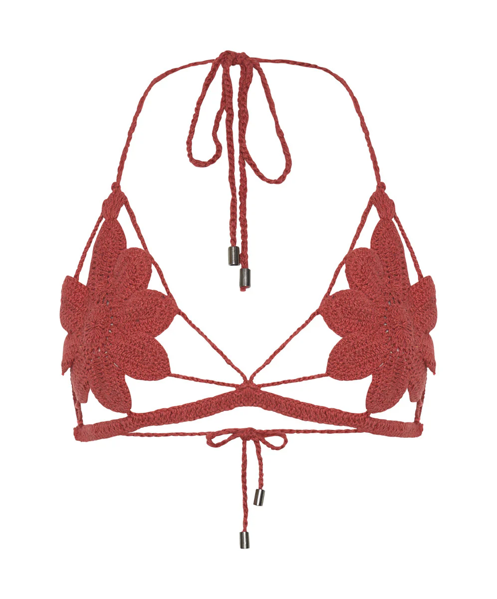 Desert Flower Hand Crochet Bralette - Terracotta - Image 6