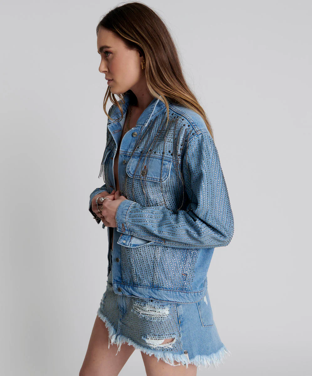 Desert Jewel Denim Trucker Jacket - Vintage Blue - Image 2