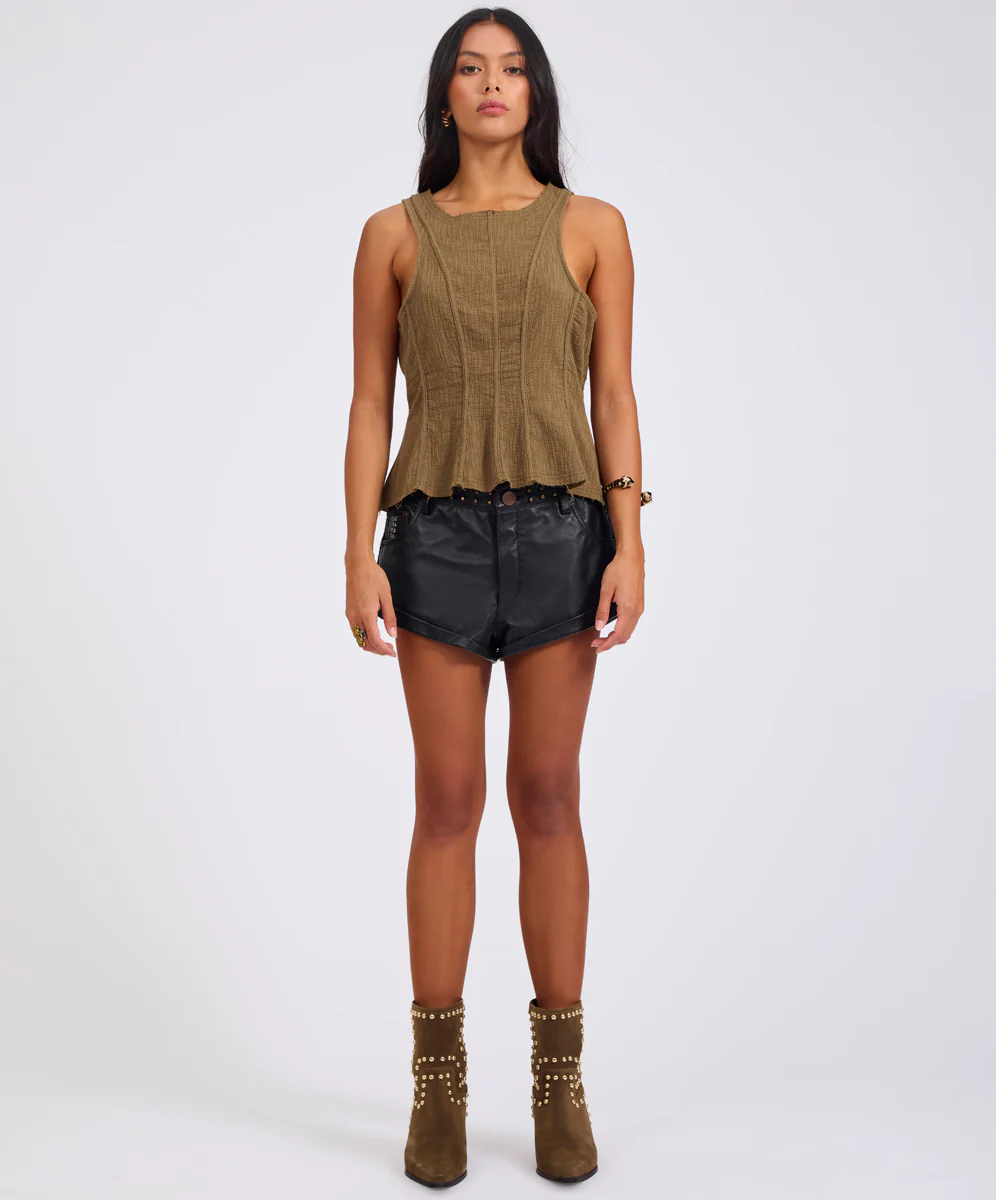Desert Muse Peplum Tank Top - Khaki - Image 3