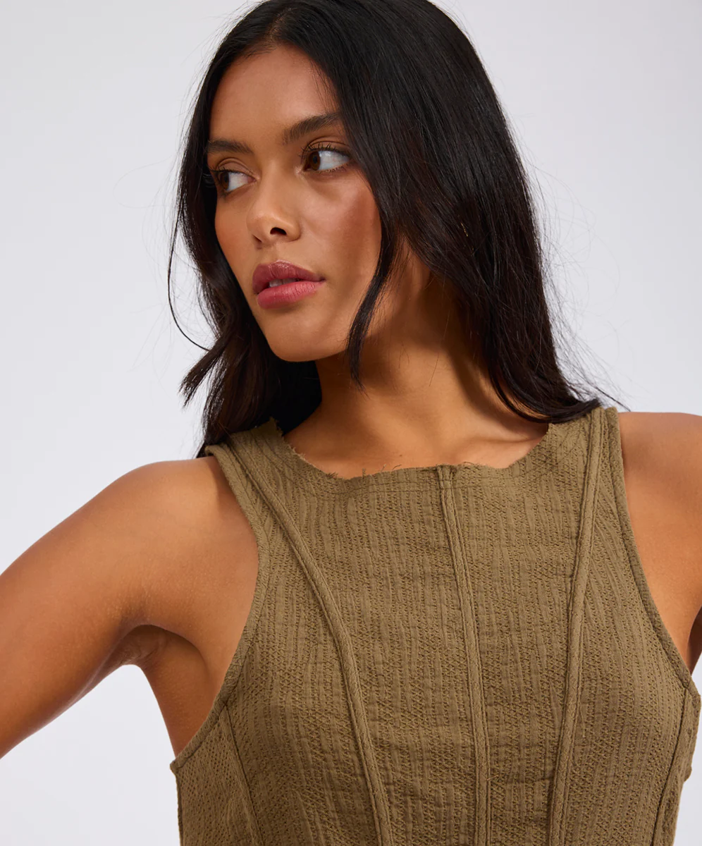 Desert Muse Peplum Tank Top - Khaki - Image 9