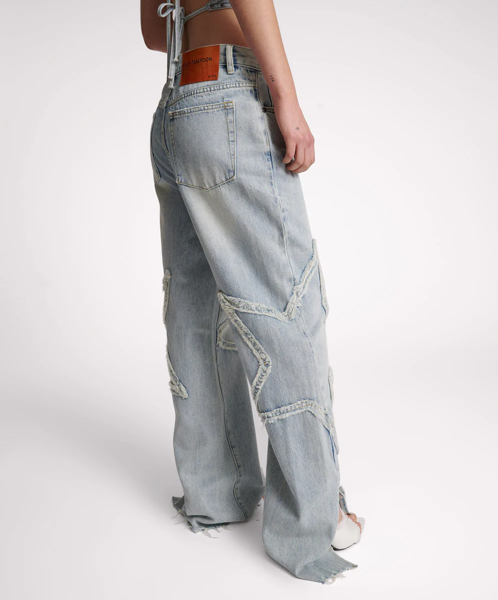 Billie Low Slung Straight Leg Mid Waist Denim Jeans - Diamonde - Image 5
