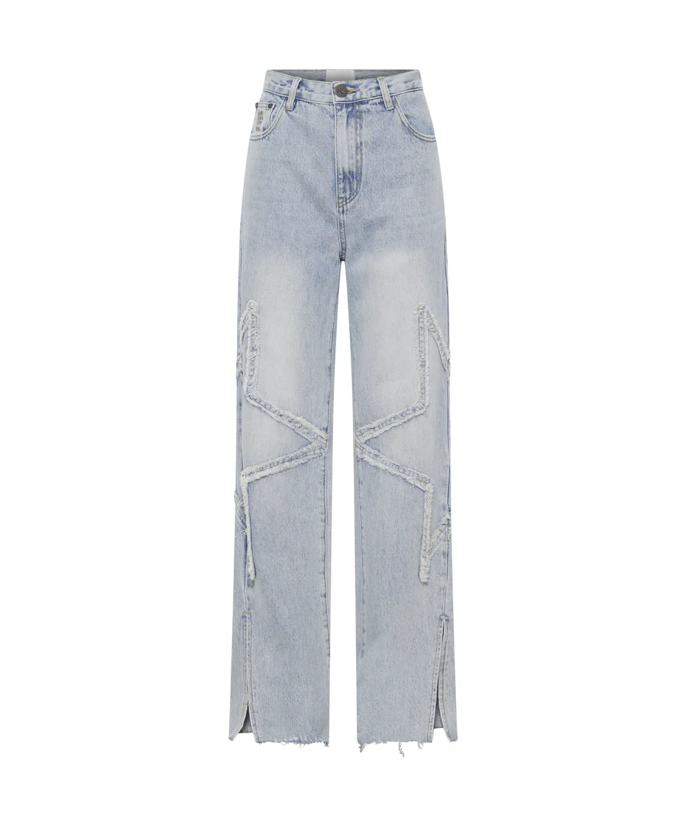 Billie Low Slung Straight Leg Mid Waist Denim Jeans - Diamonde - Image 6