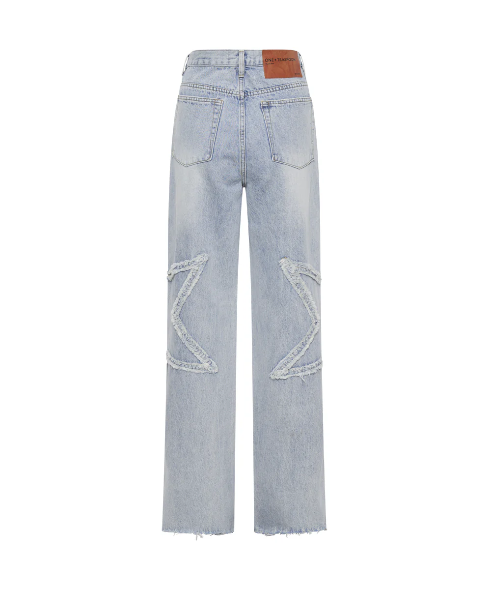 Billie Low Slung Straight Leg Mid Waist Denim Jeans - Diamonde - Image 7