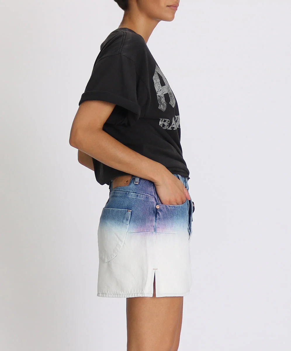 Vanguard Mid Waist Relaxed Mini Denim Skirt - Dip Dye - Image 2