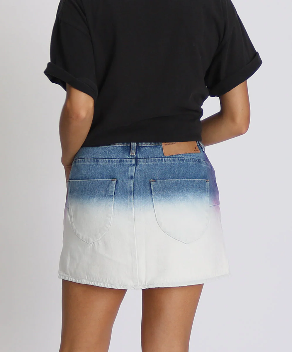 Vanguard Mid Waist Relaxed Mini Denim Skirt - Dip Dye - Image 3