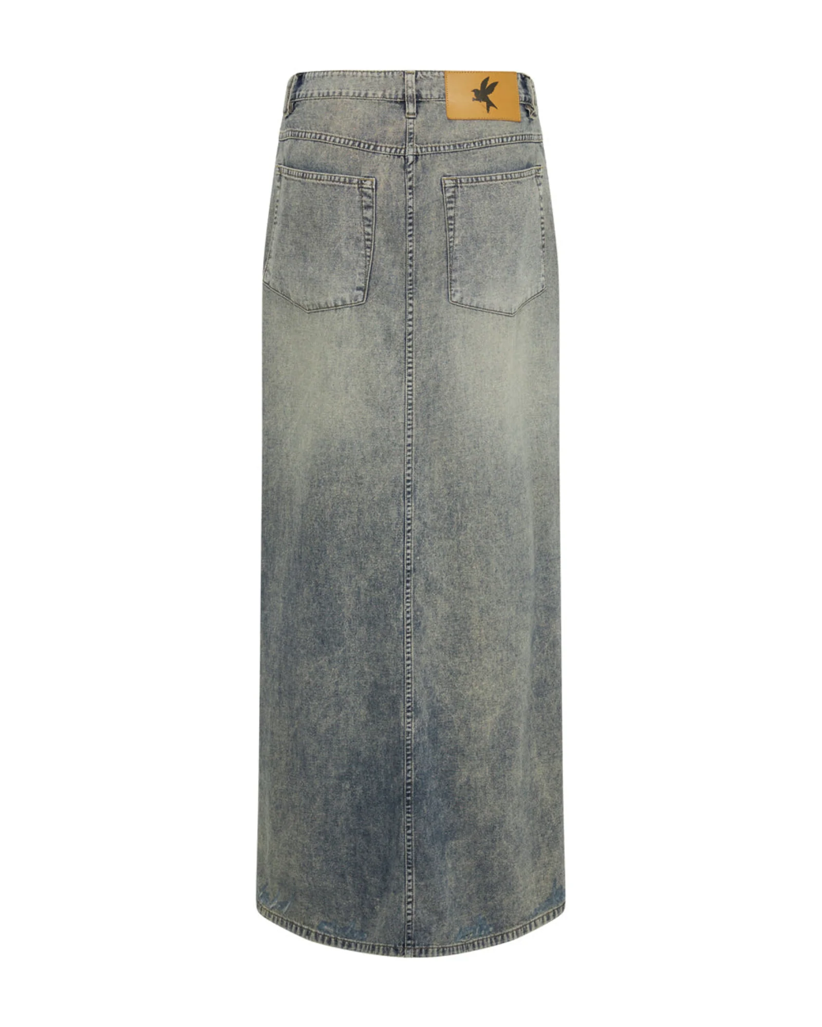 Denim Low Waist Column Skirt - Dirty Blue - Image 6