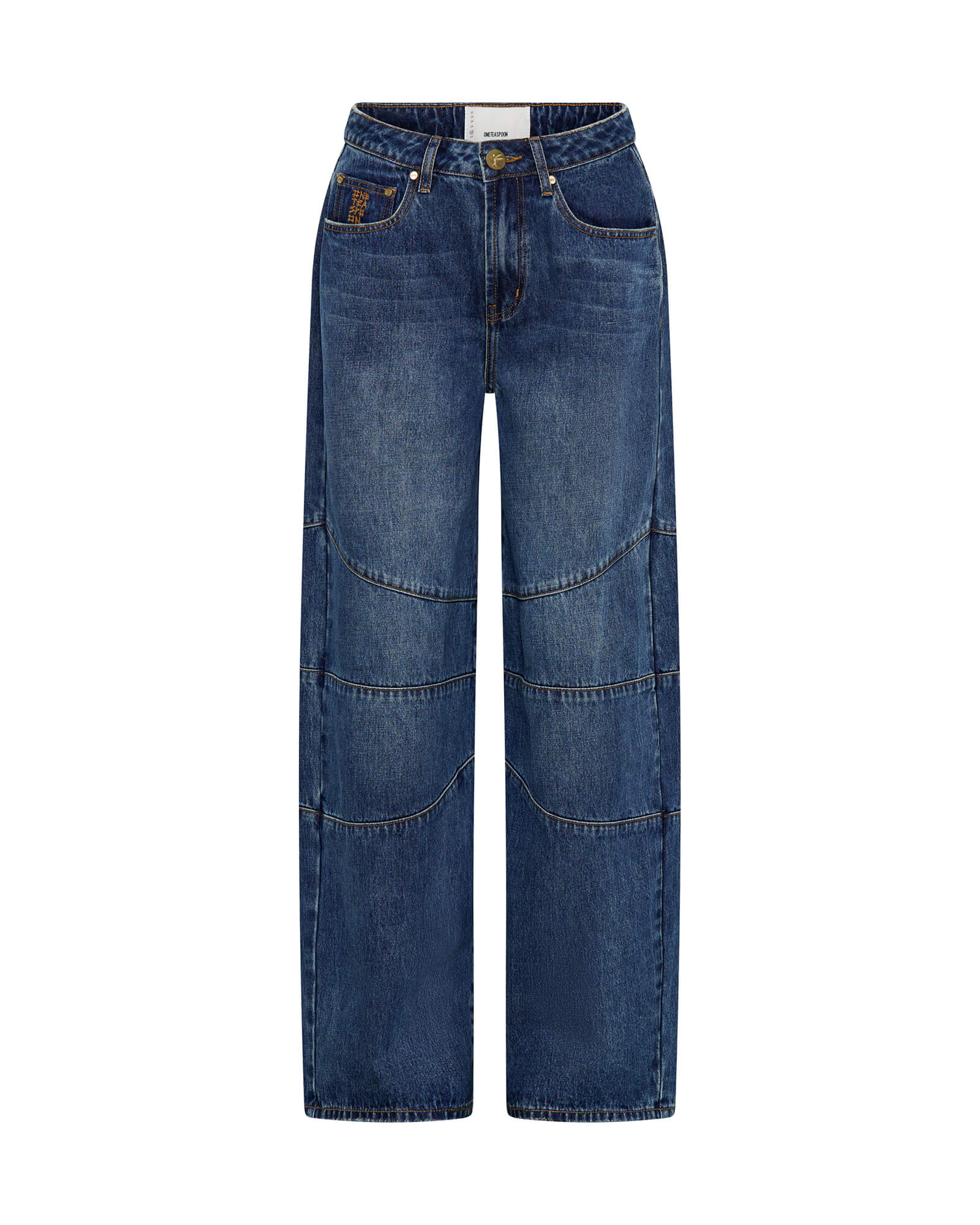 Barrel Mid Waist Wide Leg Denim Jeans - Dirty Blue Love - Image 6